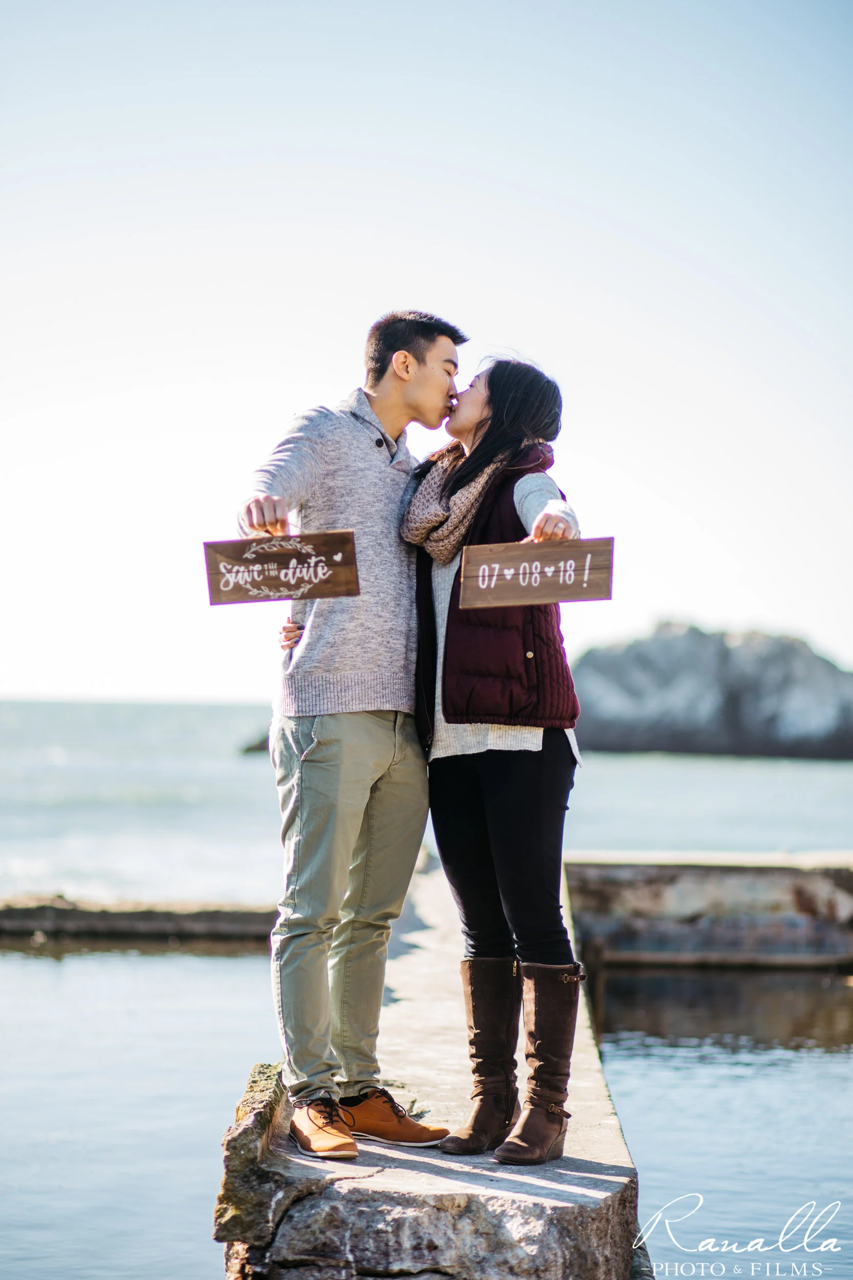 San Francisco Engagement Photography- Save the Date Sign- Lands End Wedding Photos- Ranalla Photo & Films