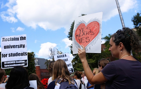 A pro- yes means yes" protest at Syracuse University in 2014: the law they are a-changin'.