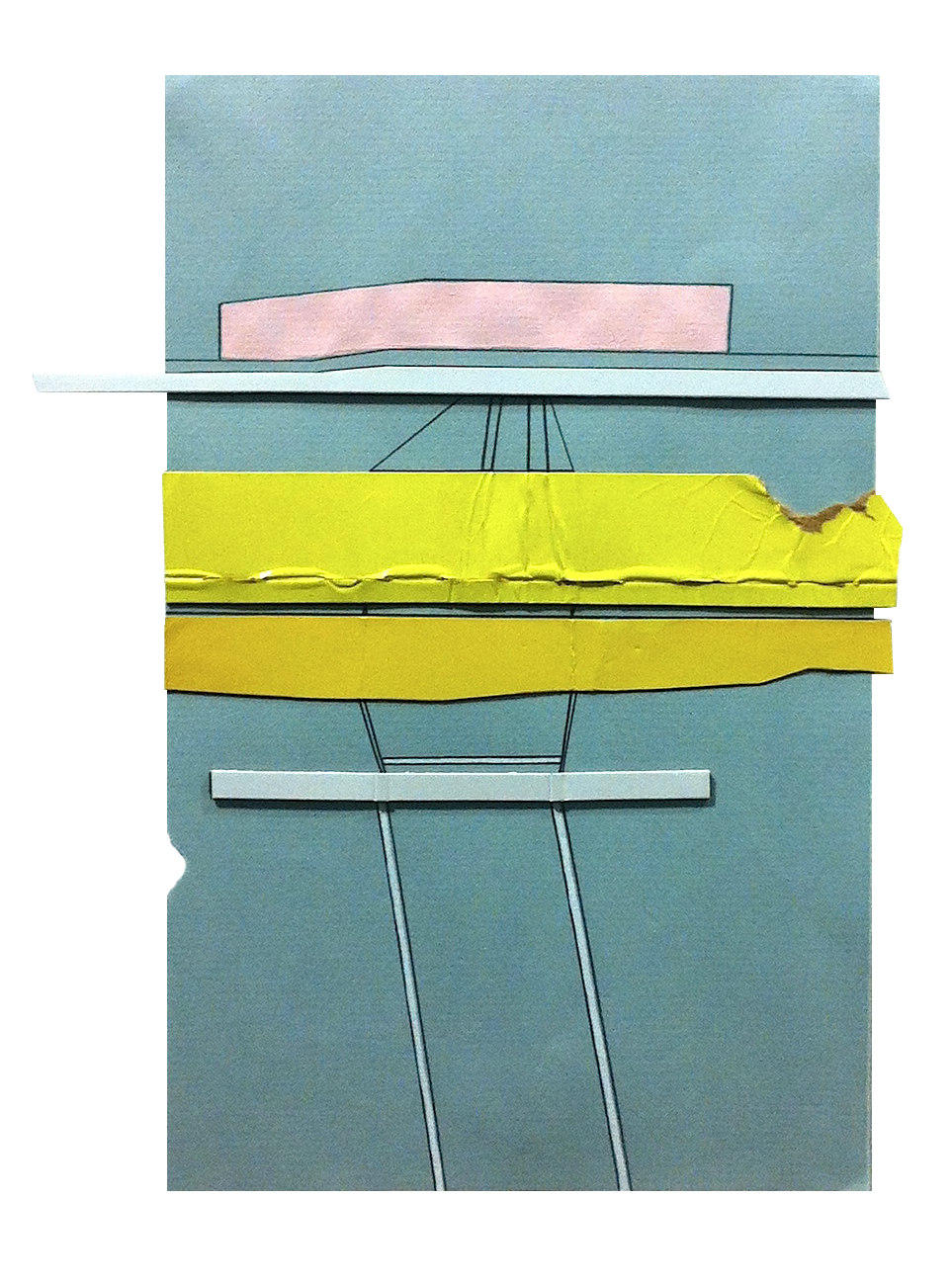 due , 2015 collage, marker, pencil, gouache on paper 9.5 x 7.25 inches