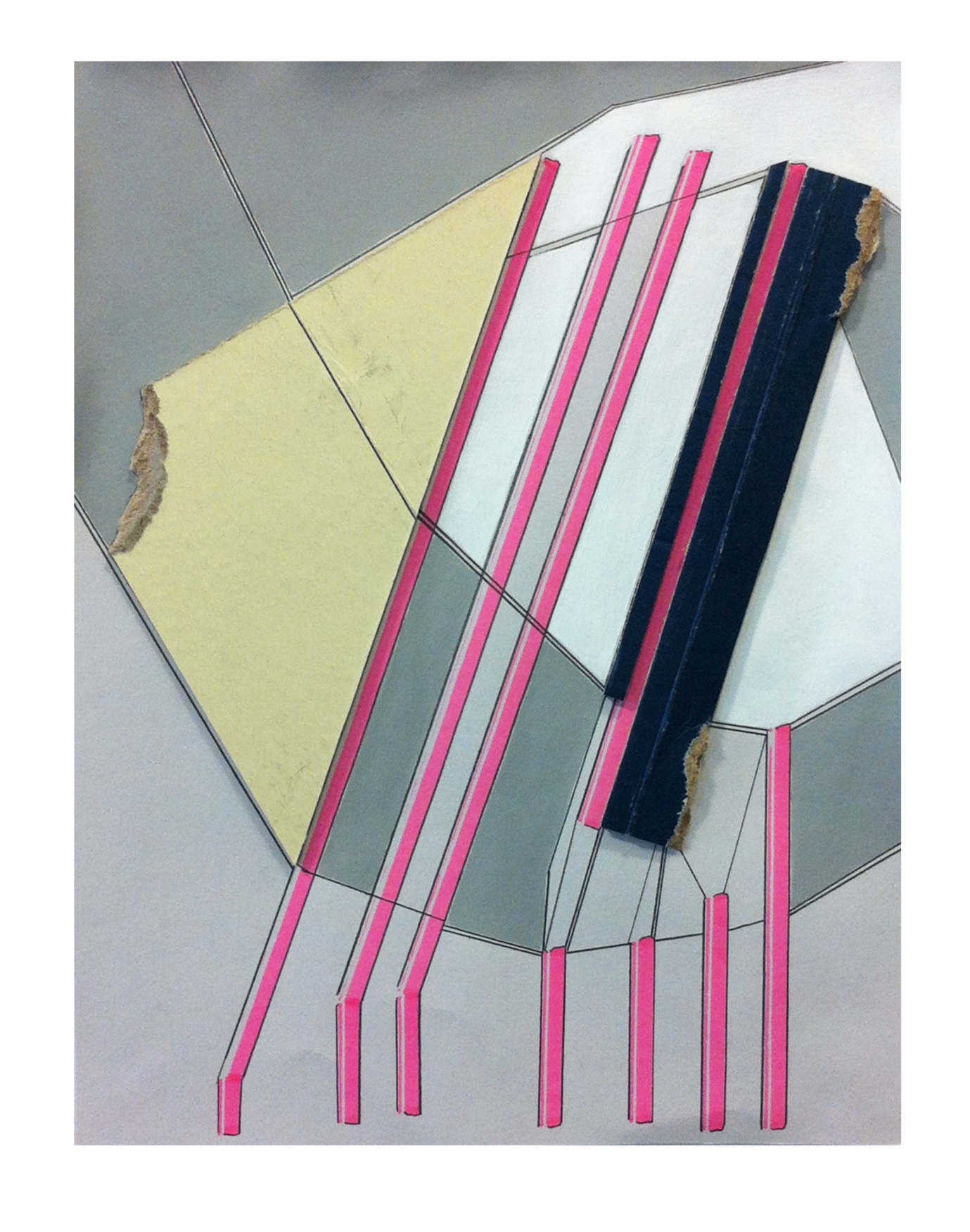 hold , 2015 cardboard, pencil, marker, paint on paper 11 x 8.5 inches