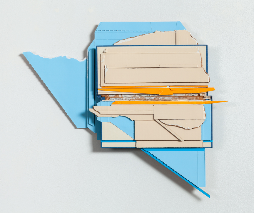 Minor Break , 2015 found (unpainted) cardboard, cut book cover, foamcore 16.5 x 19.5 x 1.75 inches
