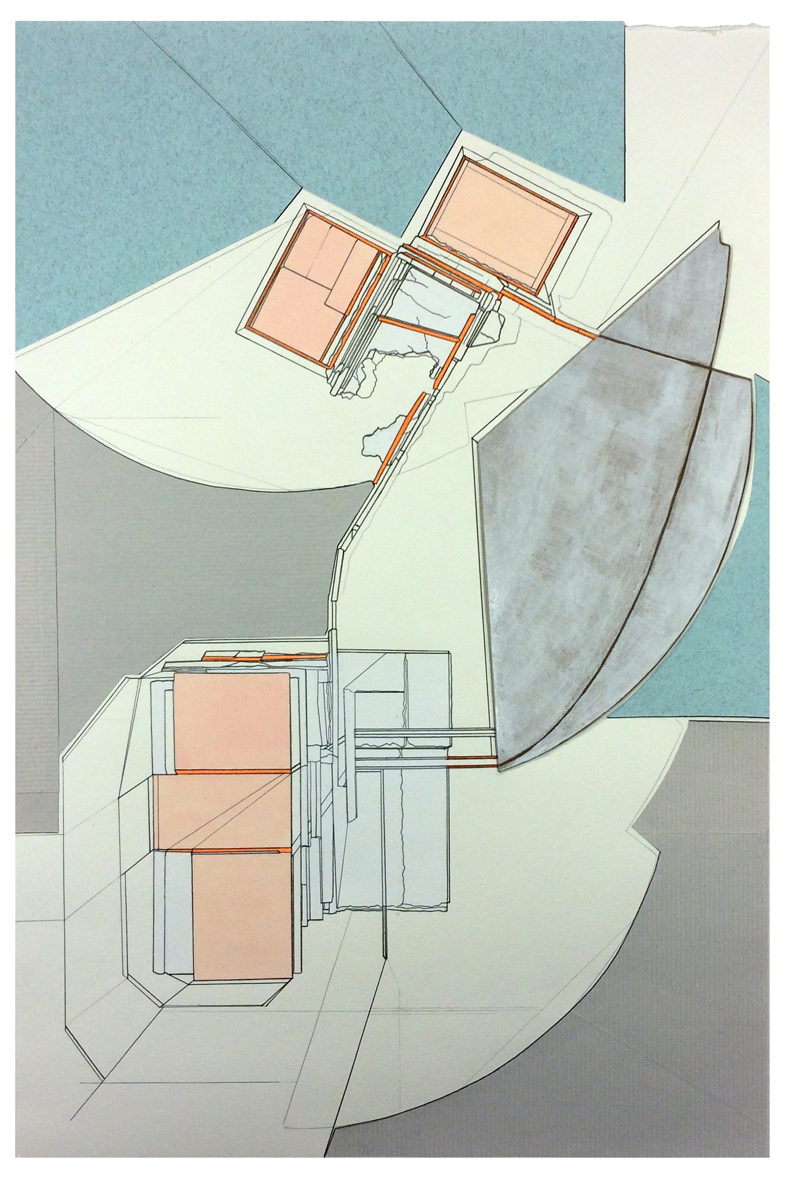 Modes , 2015 gouache, acrylic, marker, pencil, collage on paper 22 x 14.75 inches