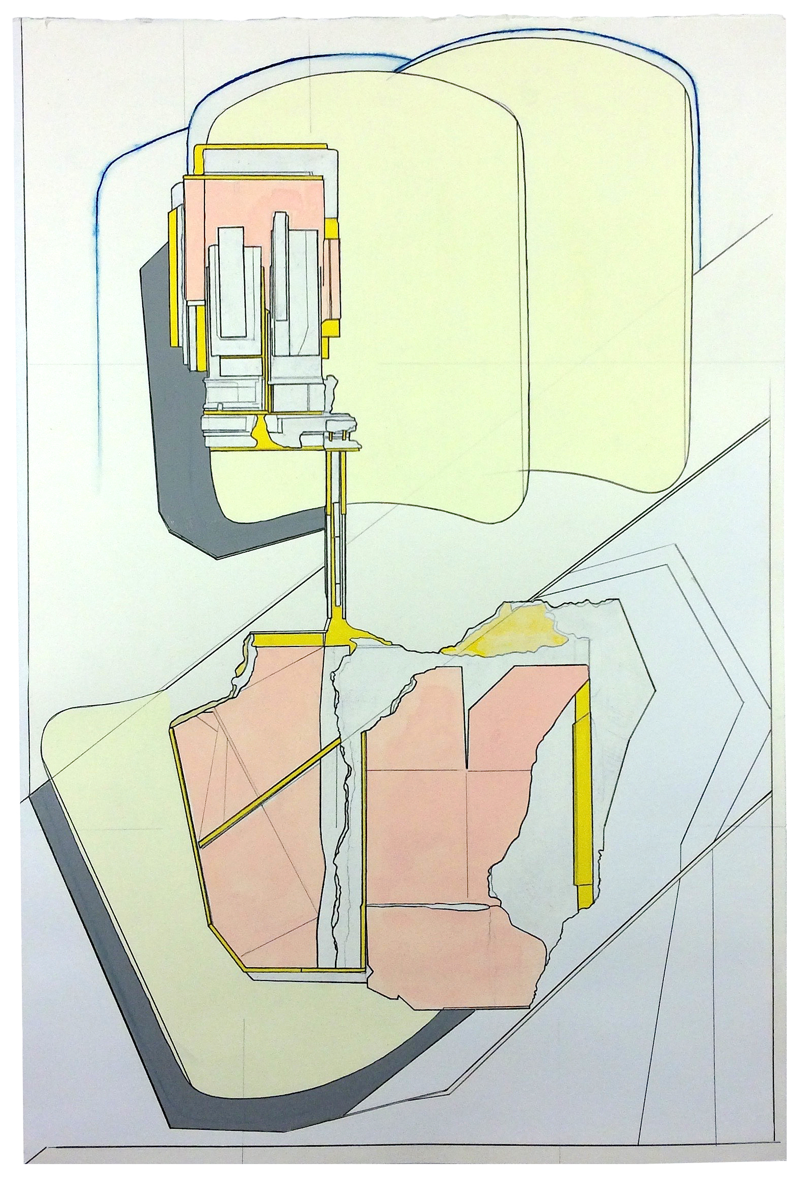 Driver , 2015 gouache, acrylic, marker, ink, pencil on paper 22 x 14.75 inches