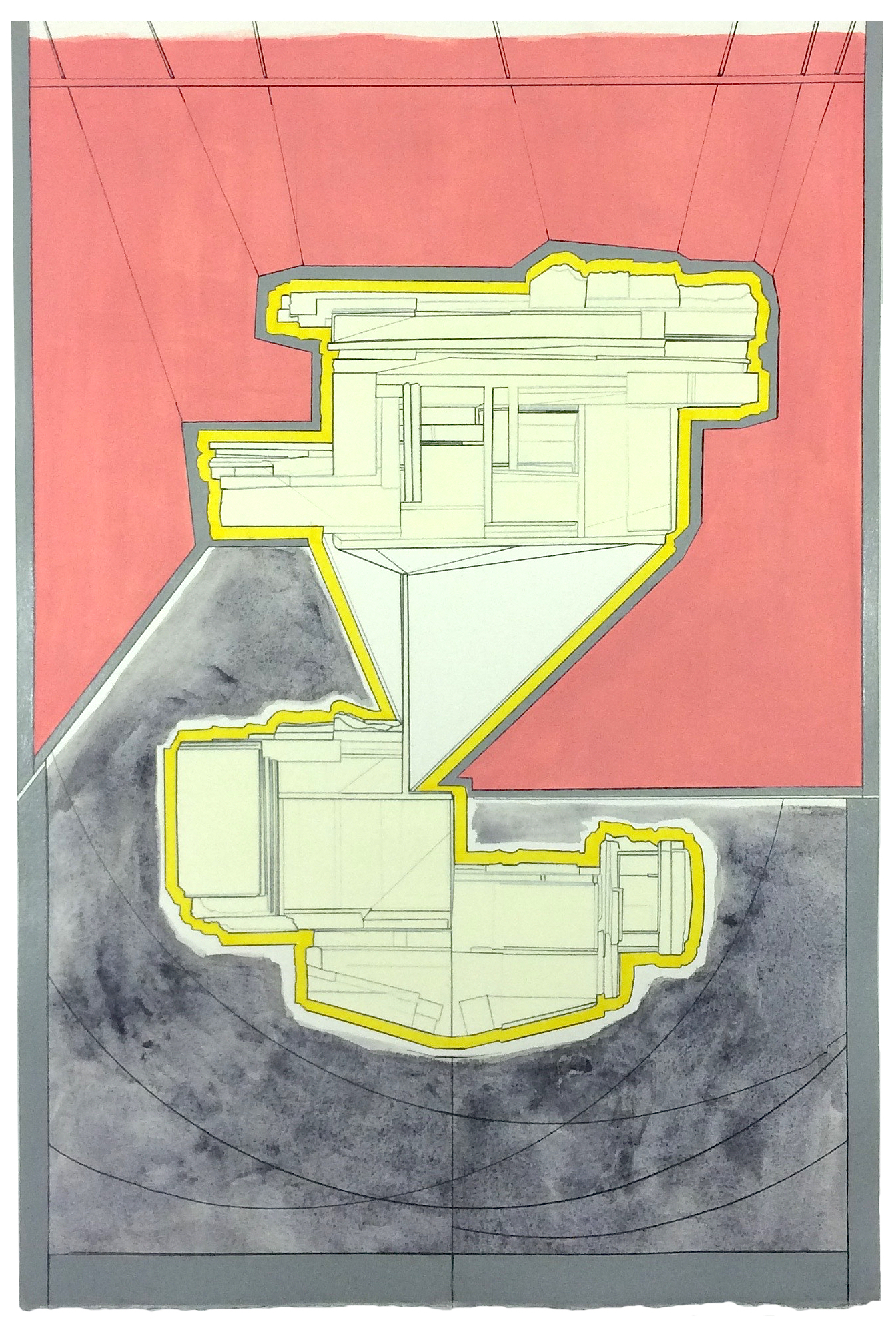 Post , 2015 watercolor, gouache, acrylic, marker, pencil on paper 22 x 14.75 inches
