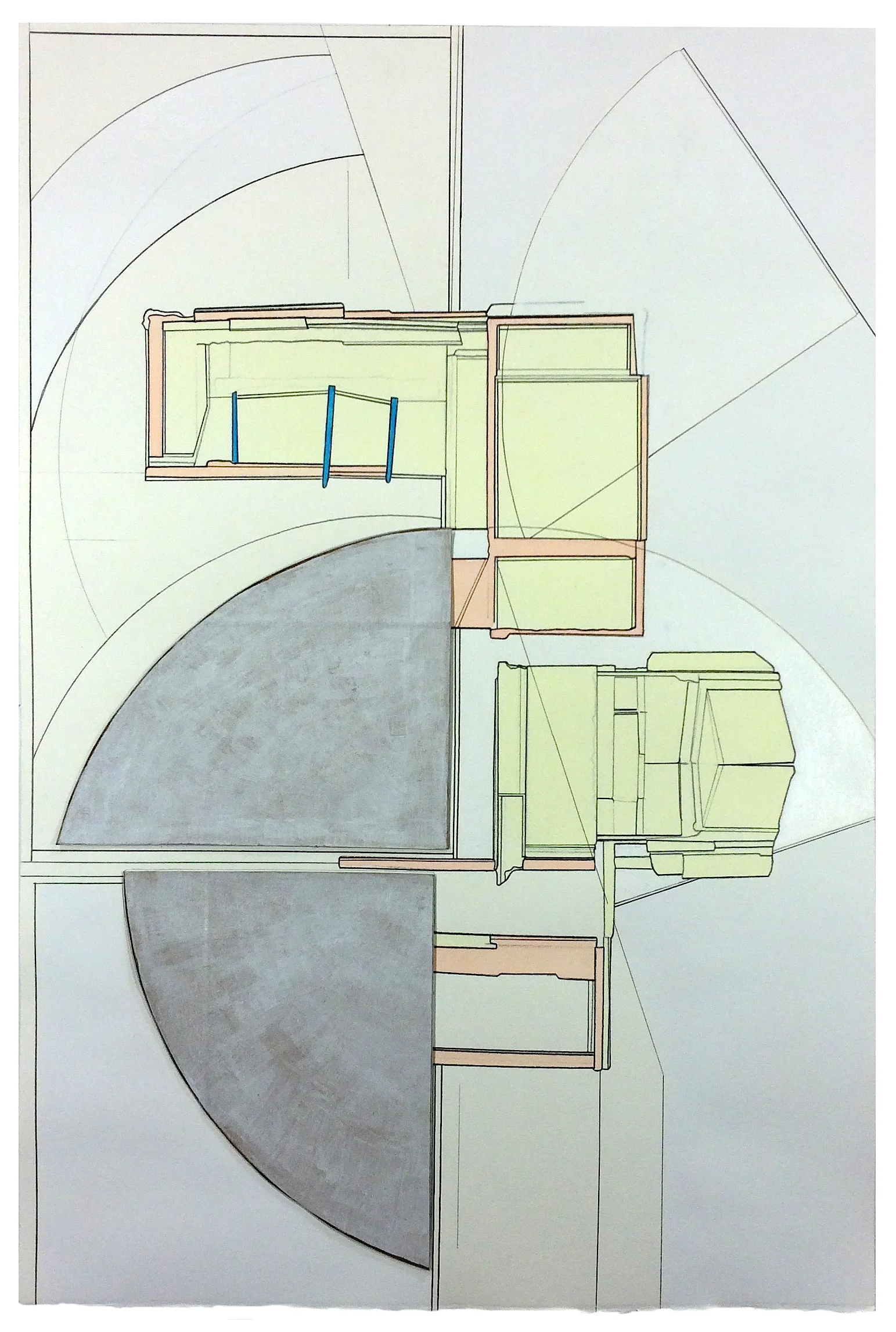 Breach , 2015 gouache, acrylic, marker, pencil, collage on paper 22 x 14.75 inches