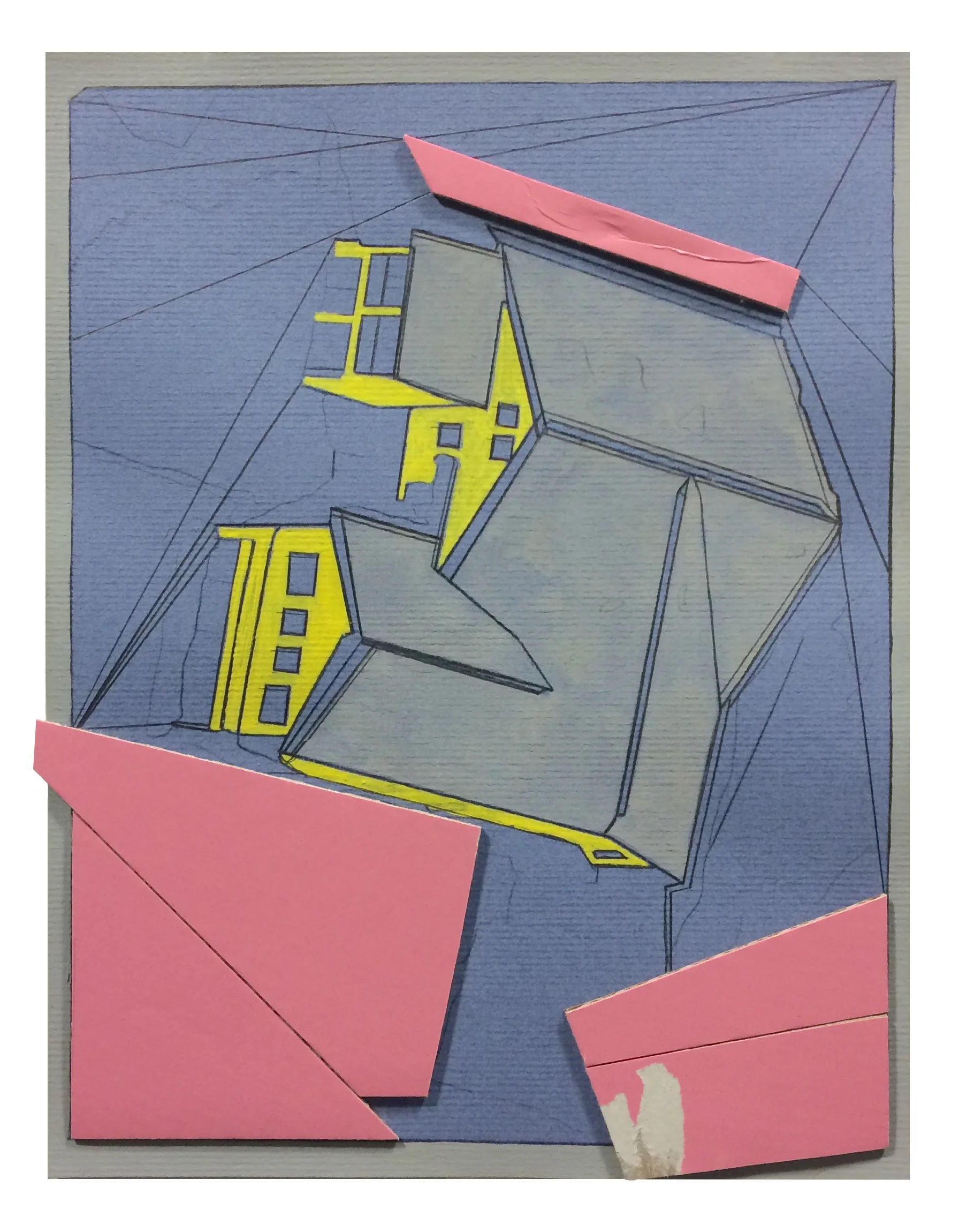 Recede , 2015 collage, acrylic, pencil, gouache on paper 11 x 8.5 inches