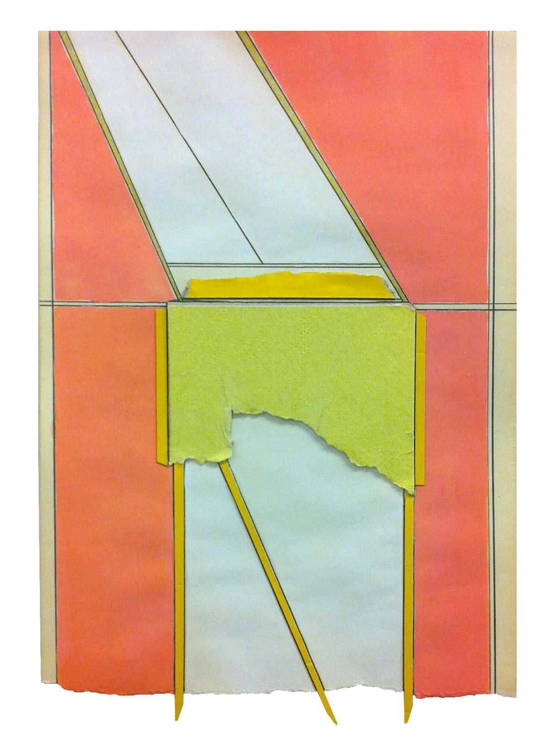 Ply , 2015 pencil, gouache, collage on found paper 10.25 x 7 inches