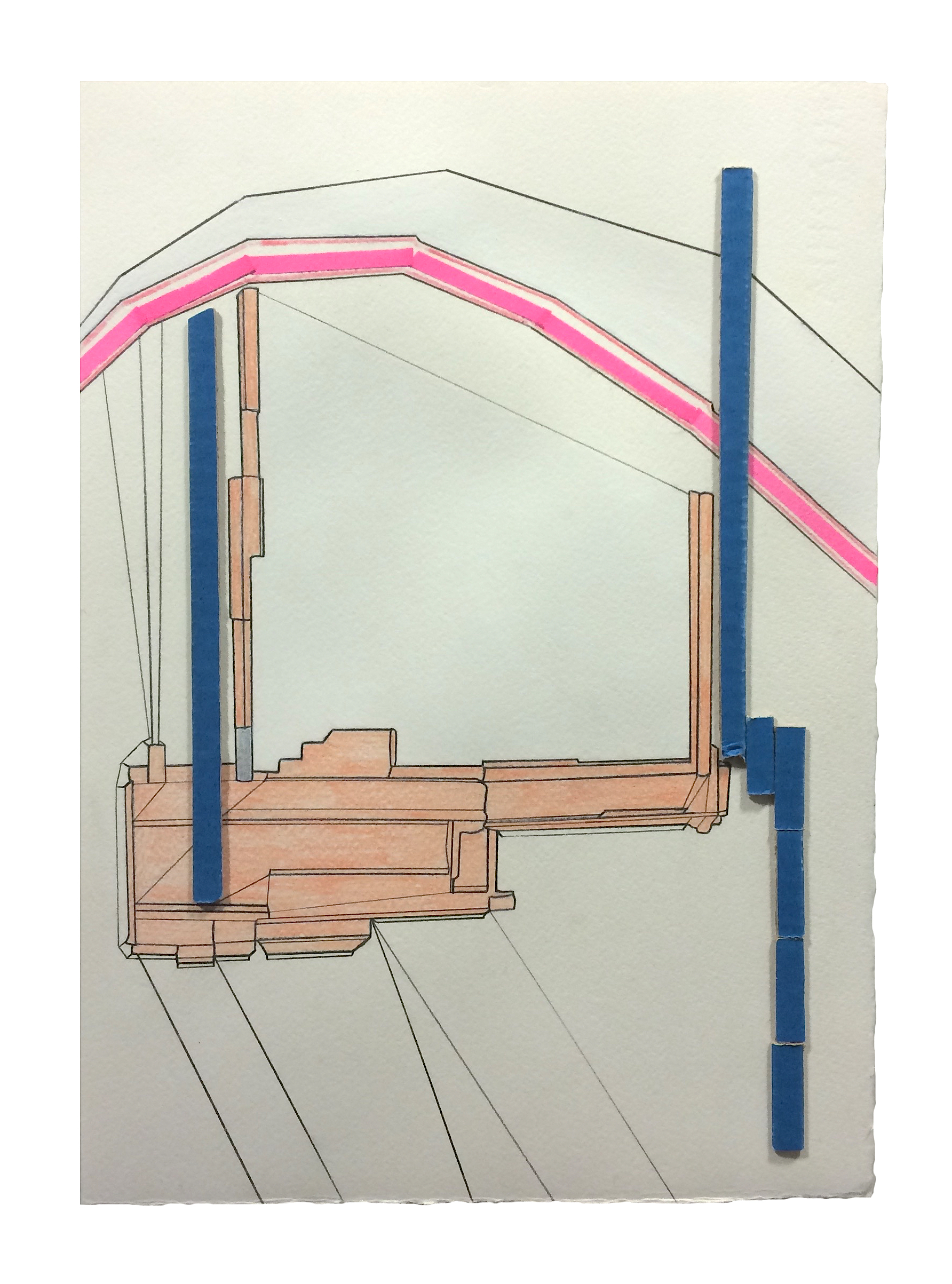 Trill , 2016 collage, marker, graphite, colored pencil, acrylic on paper 13.25 x 9.25 inches