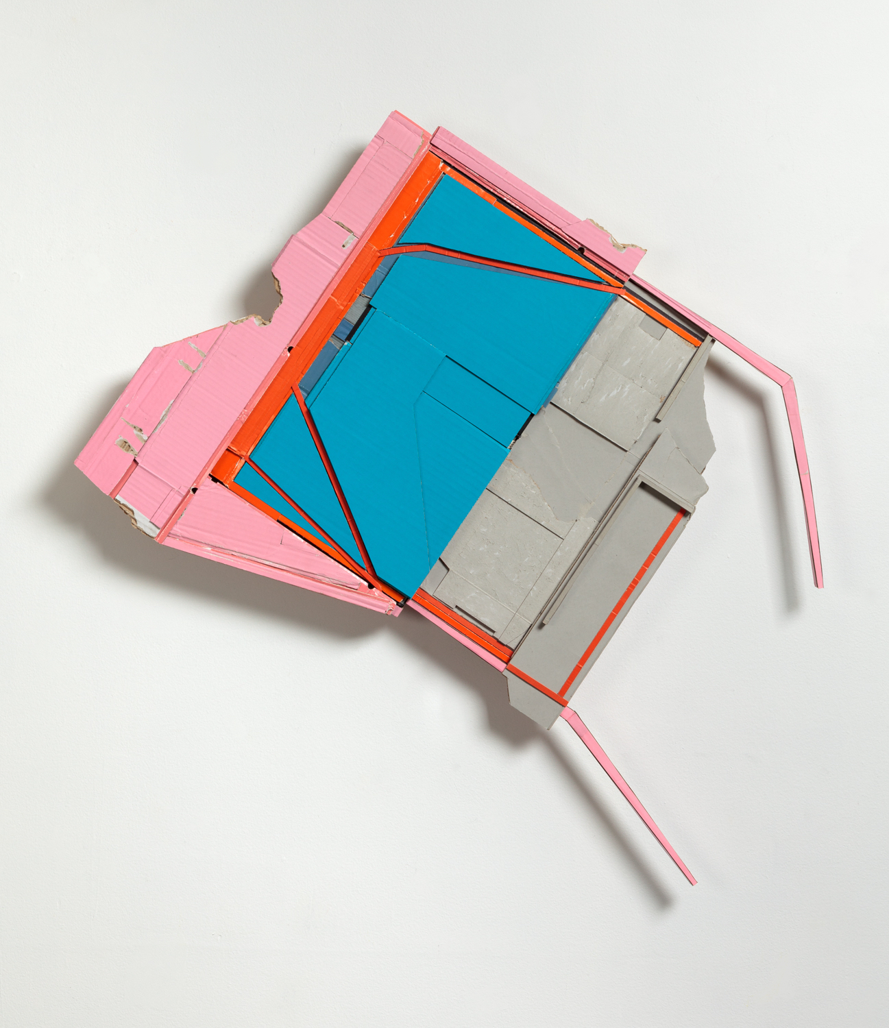 as long as it takes for the signal to right itself , 2015 found (unpainted) cardboard, foamcore 37.5 x 35.5 x 3.5 inches