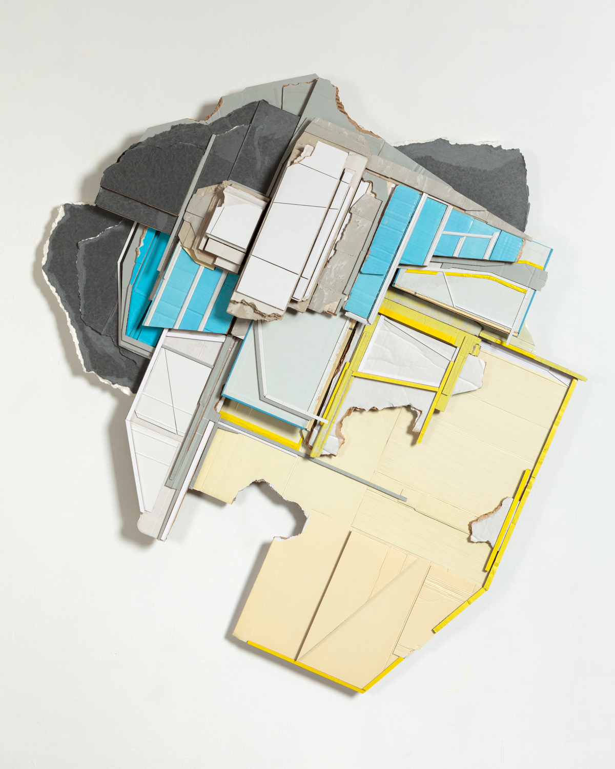 Inter-mission , 2015 found (unpainted) cardboard, cut book cover, foamcore 47.5 x 43 x 4 inches Private Collection