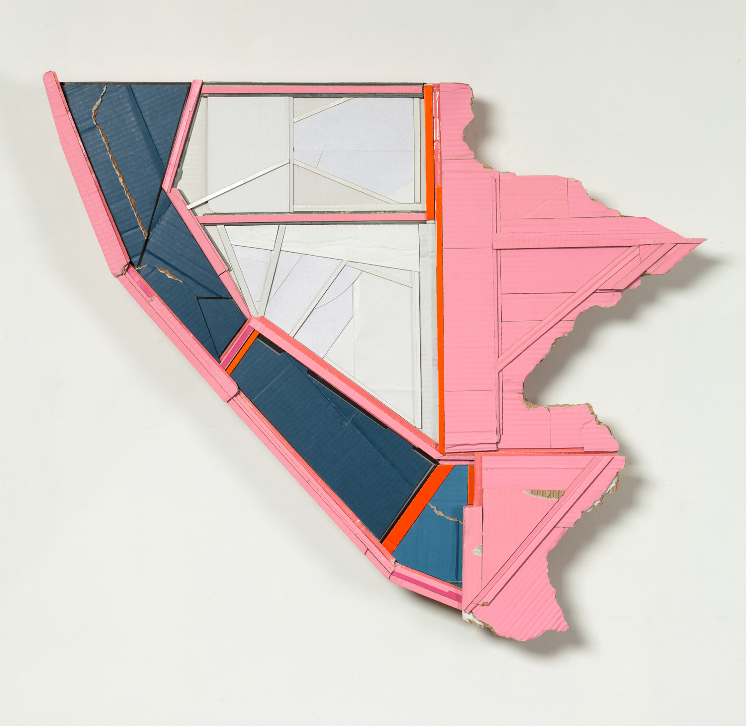On a Split Shift , 2015 found (unpainted) cardboard, foamcore 28 x 32 x 3.5 inches