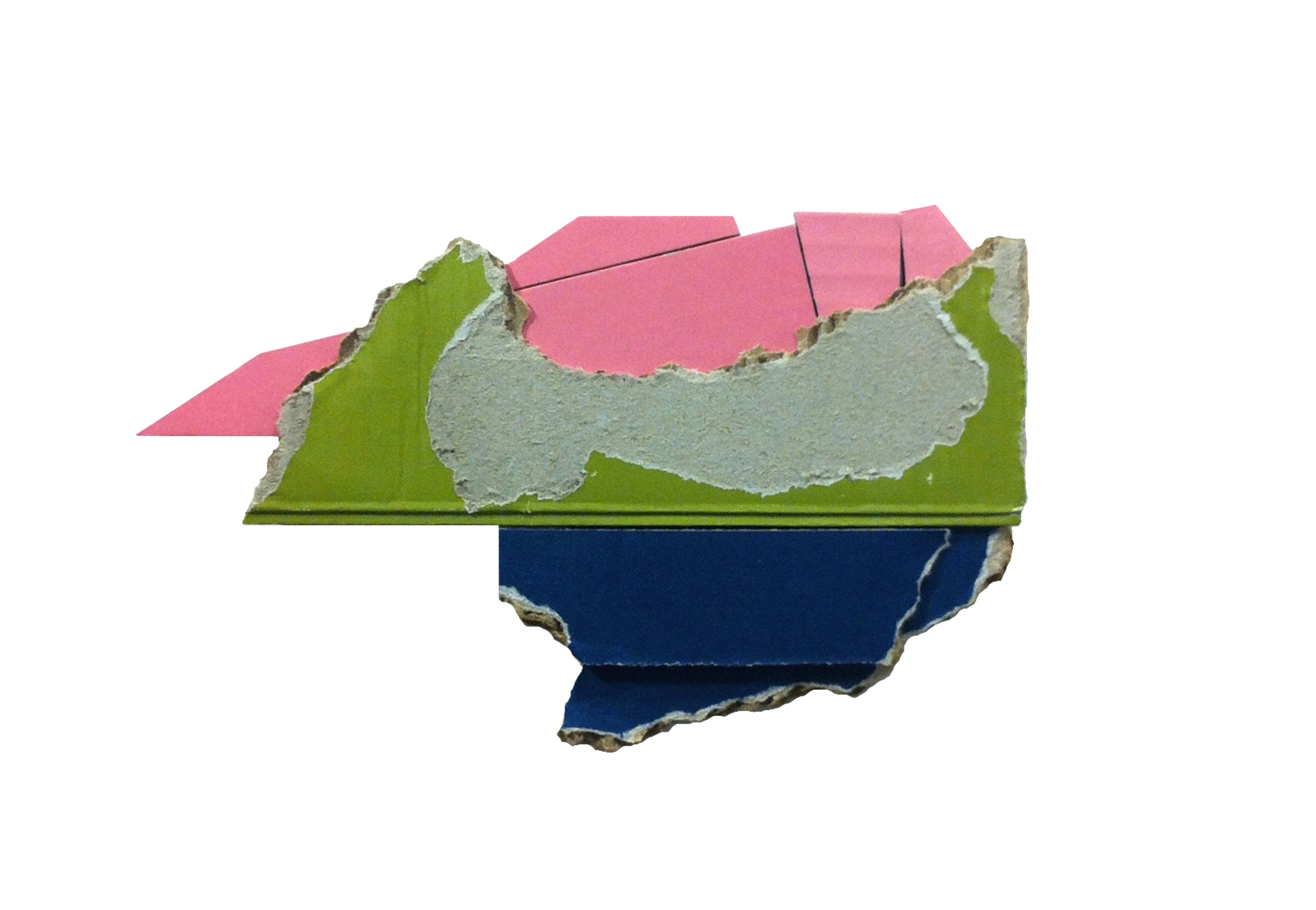 Shift , 2015 found (unpainted) cardboard on cut paper 4.25 x 7.75 inches