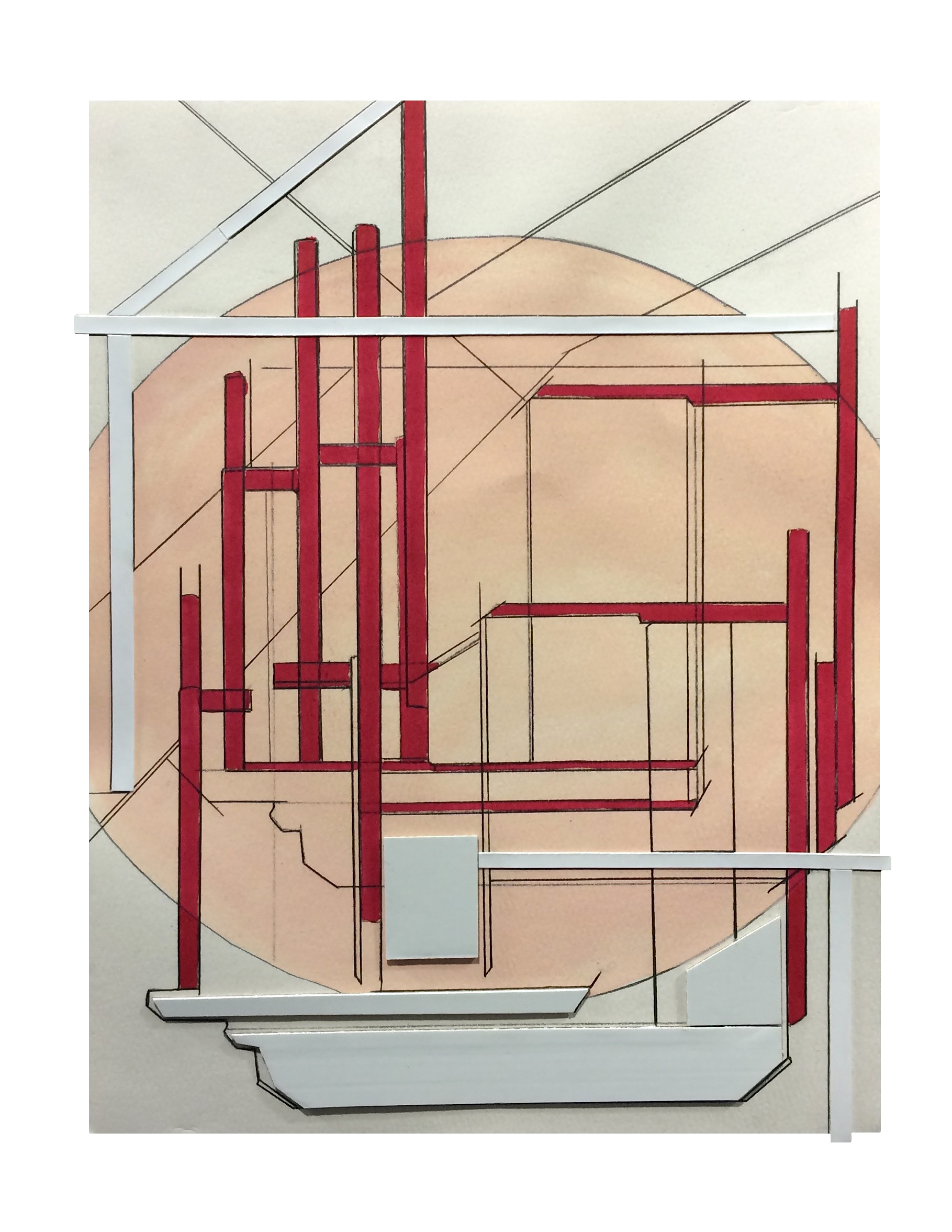 Station , 2016 Collage, gouache, pencil on paper 11 x 8.5 inches
