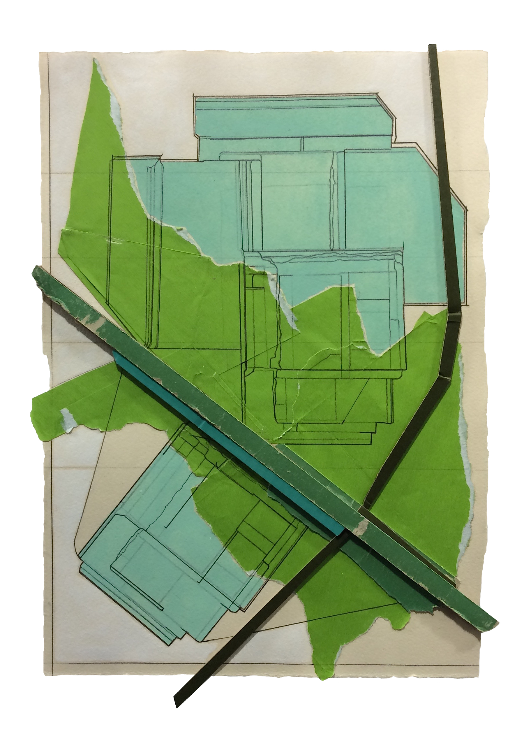 Monitor , 2016 Collage, gouache, pencil on paper 15.75 x 11 inches