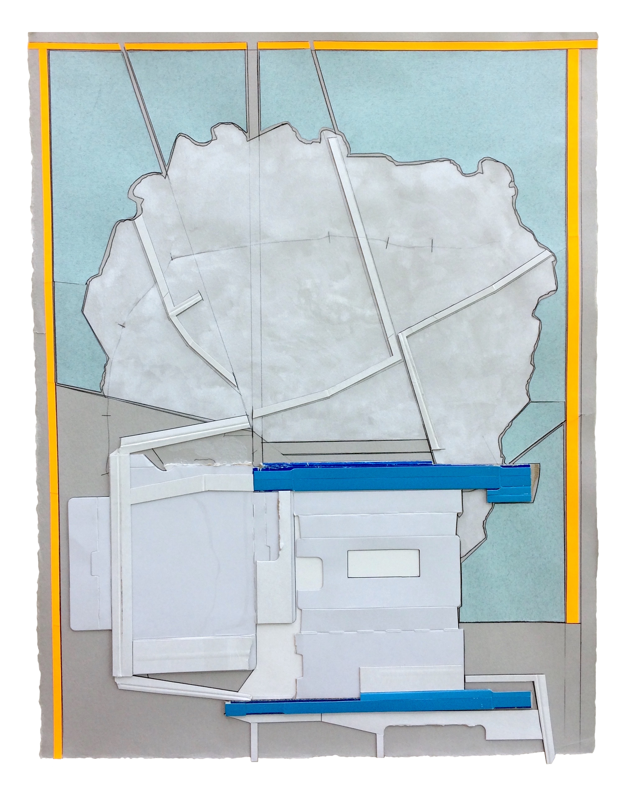    Marker  , 2016  Collage, gouache, pencil on paper  25 x 19 1/4 inches    