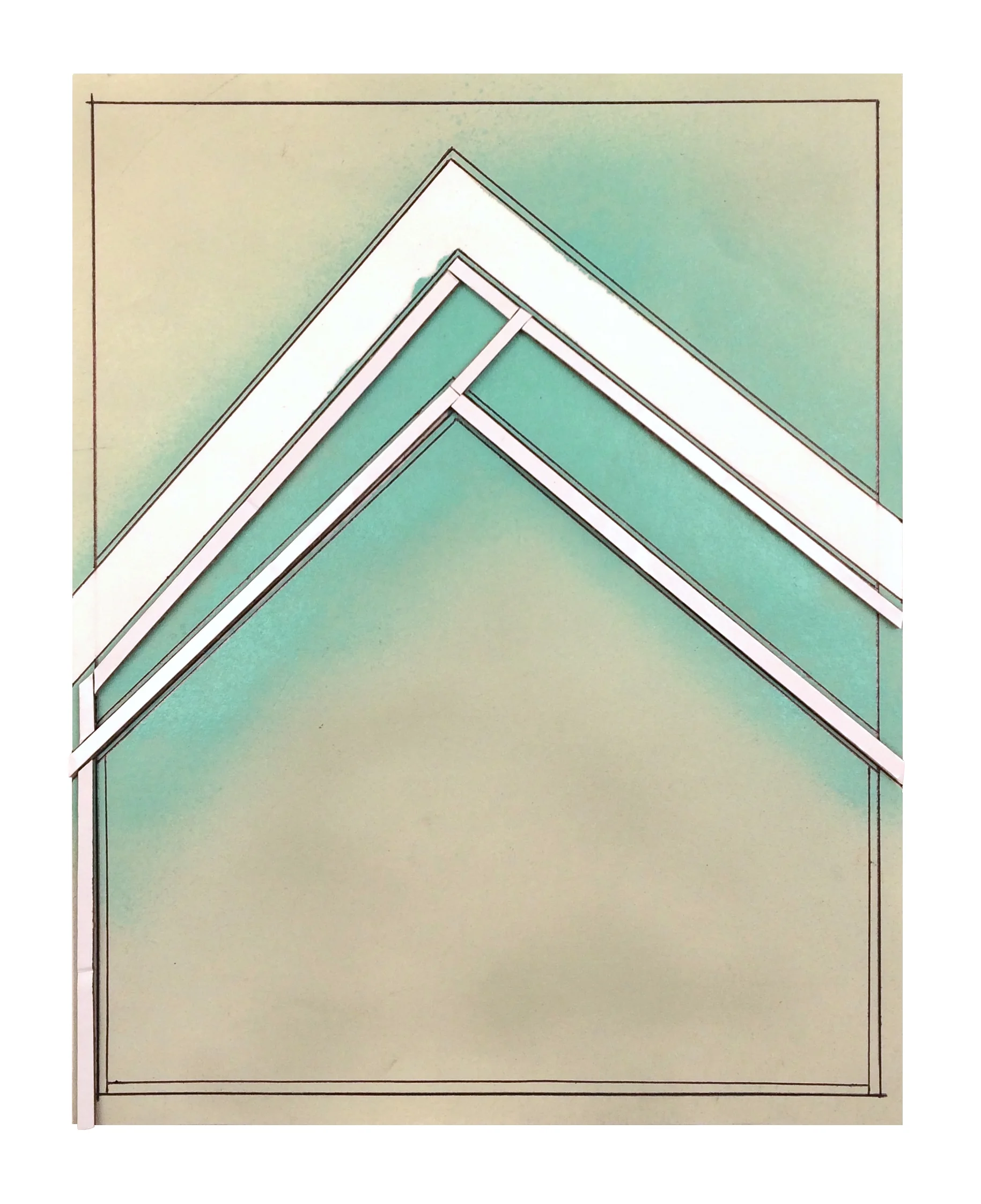    long after the bones were gone  , 2017  Spray paint, ink, graphite, collage on paper  12 x 9.5 inches (30.5 x 24 cm)    