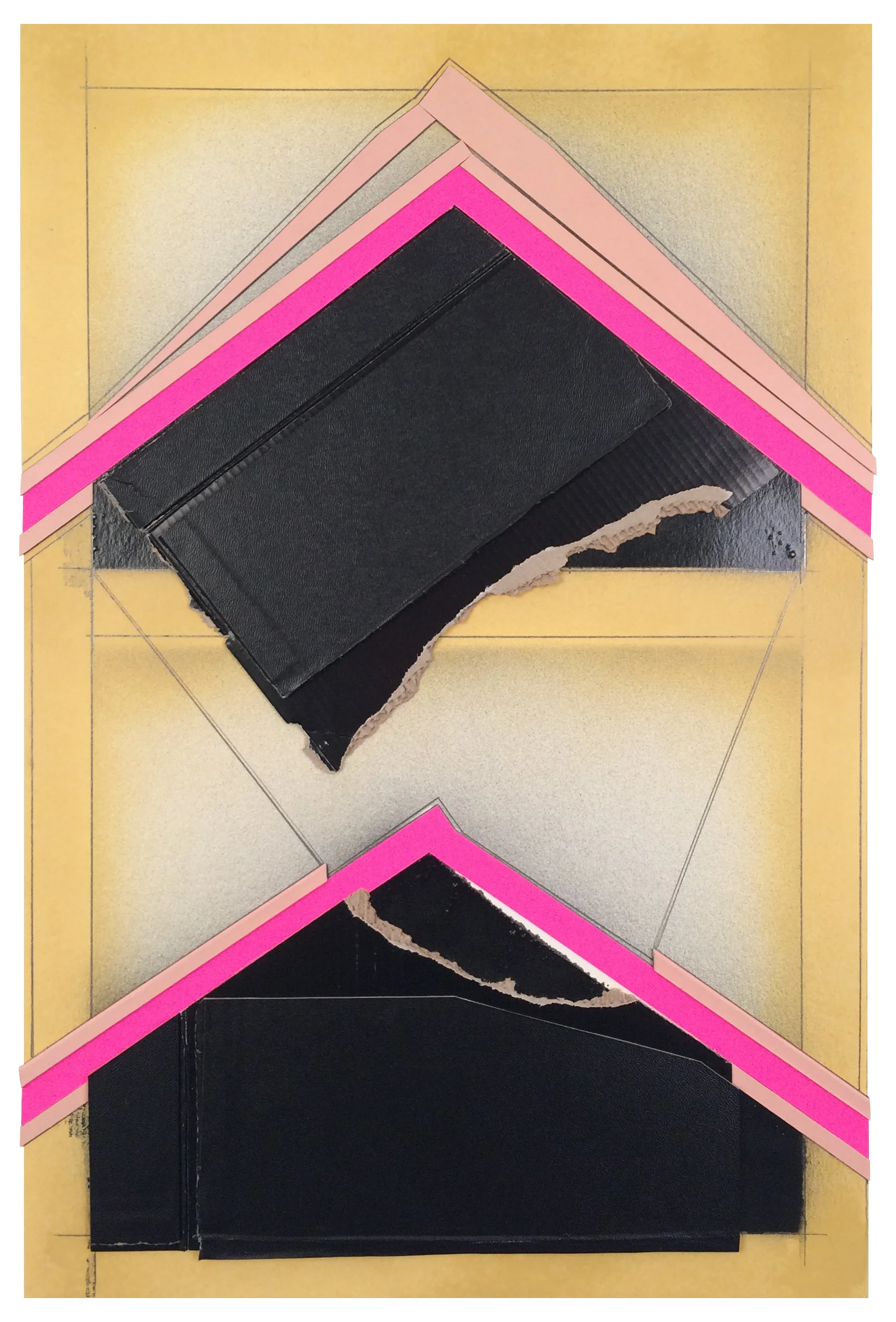    Distant Cells  , 2017  Spray paint, pencil, collage on paper  18.75 x 12.5 inches (32 x 46 cm)    