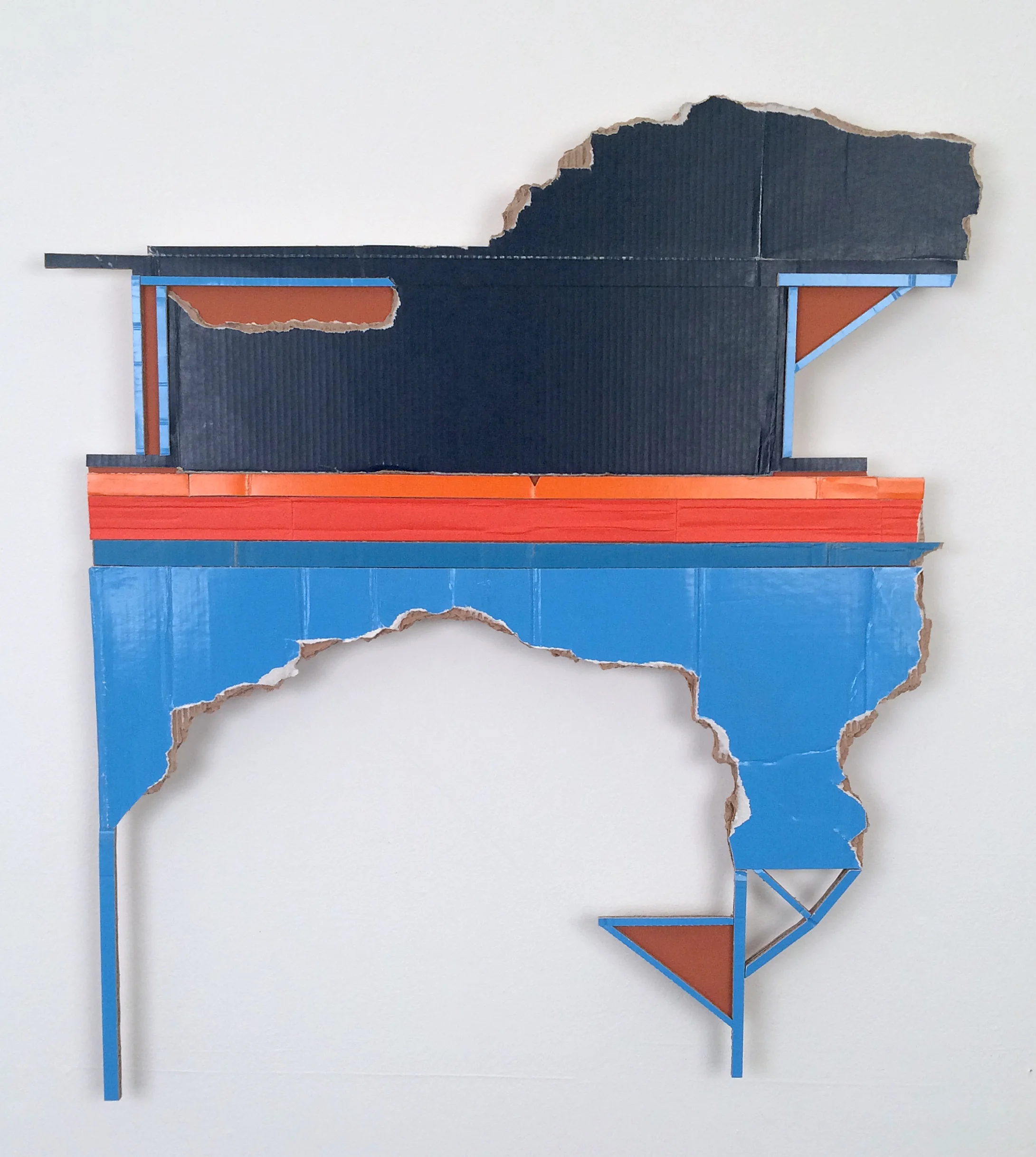 Tandem, Horizon 2 , 2018 found (unpainted) cardboard on paper, mounted on foamcore 22.75 x 21 x 1 inches Private Collection