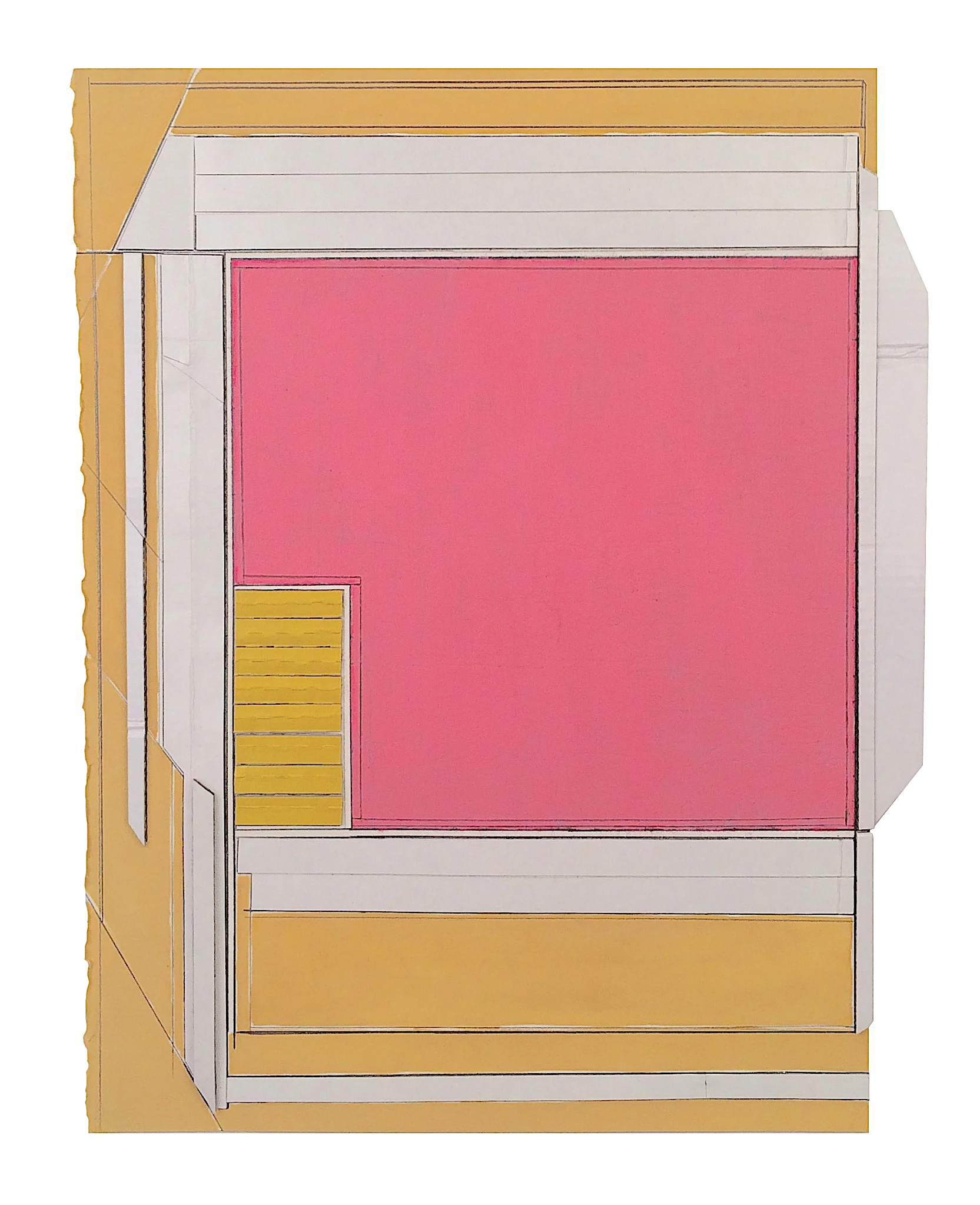    Regards  , 2018  Collage, acrylic, gouache, pencil on paper  14.75 x 11.5 inches         
