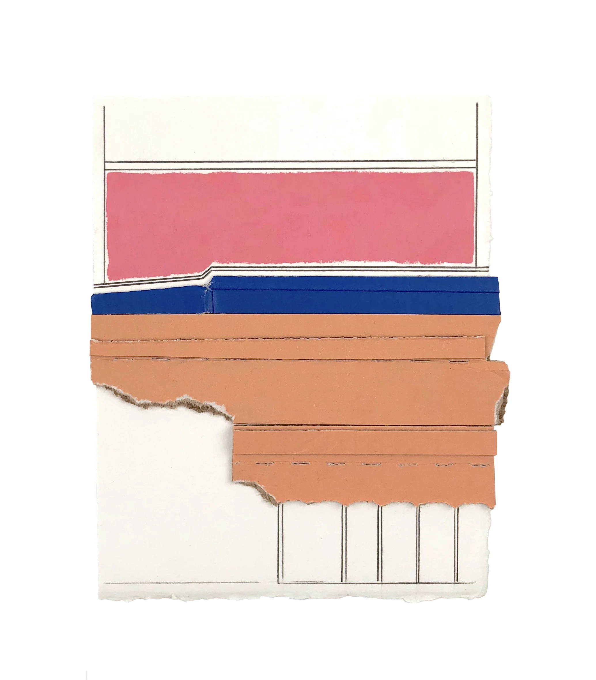    Mission  , 2018  cardboard collage, acrylic, pencil on paper  7 x 5.75 inches         