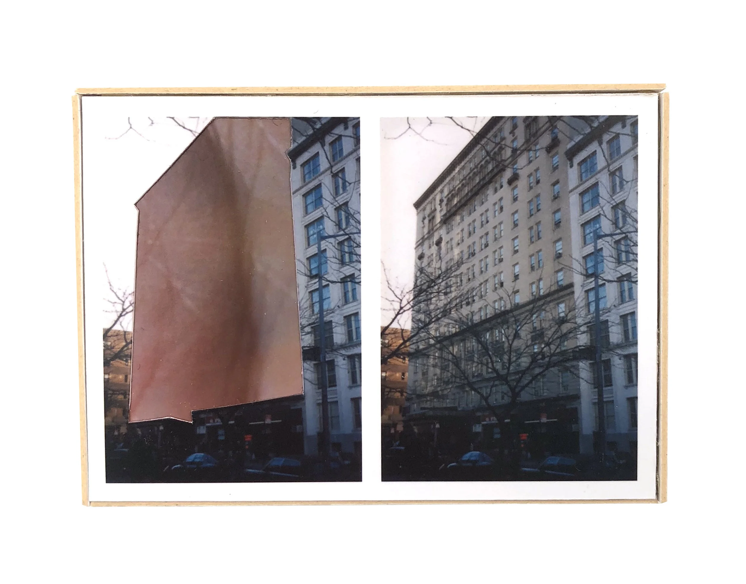    Split, Brooklyn Heights   ,  2015  hand-cut photo-collage (mounted on matte board, foamcore)  2 ¾ L x 3 ¾ W x ¾ D inches       