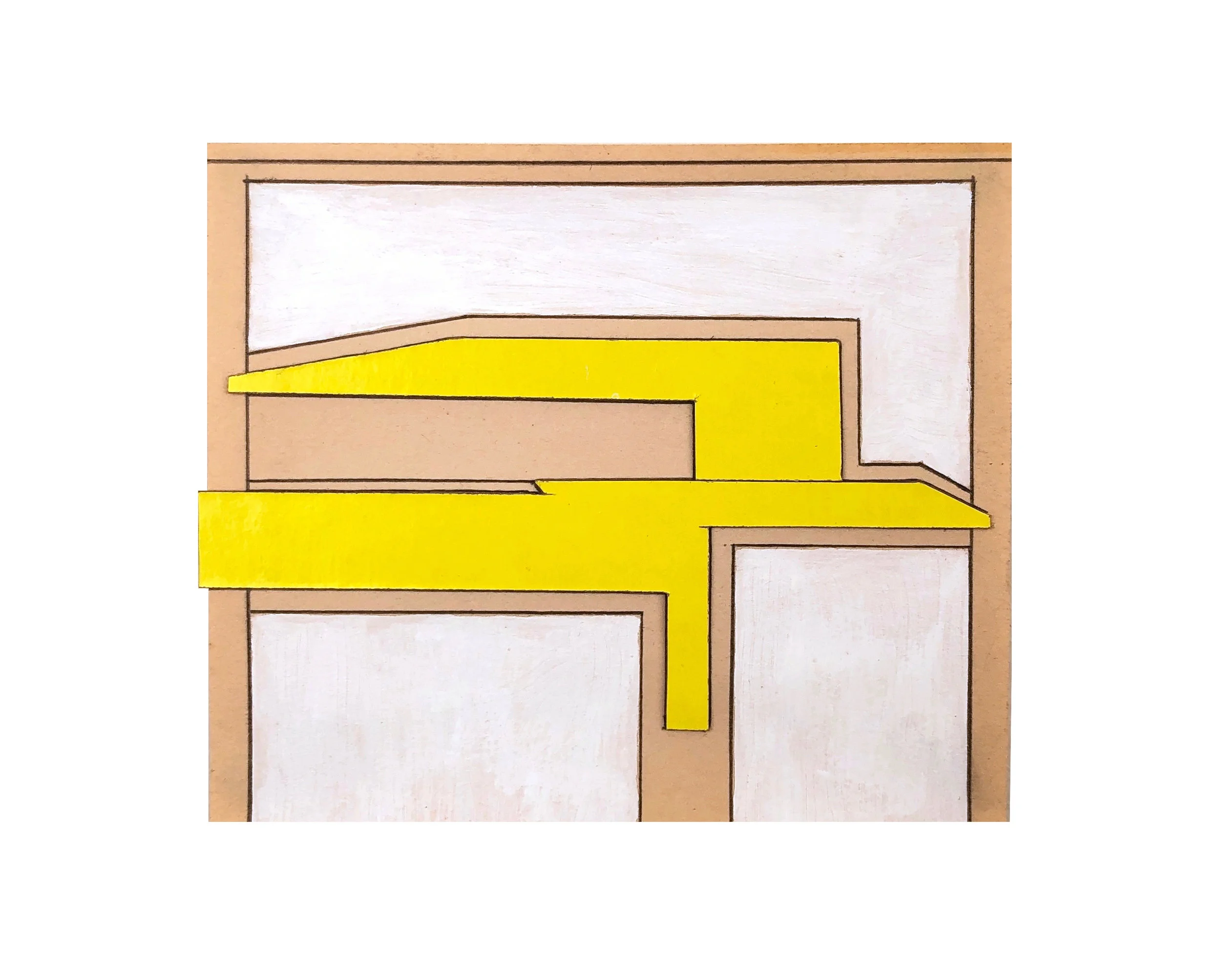 2019 cardboard, acrylic, pencil on paper 4 1/2 x 5 1/4 inches