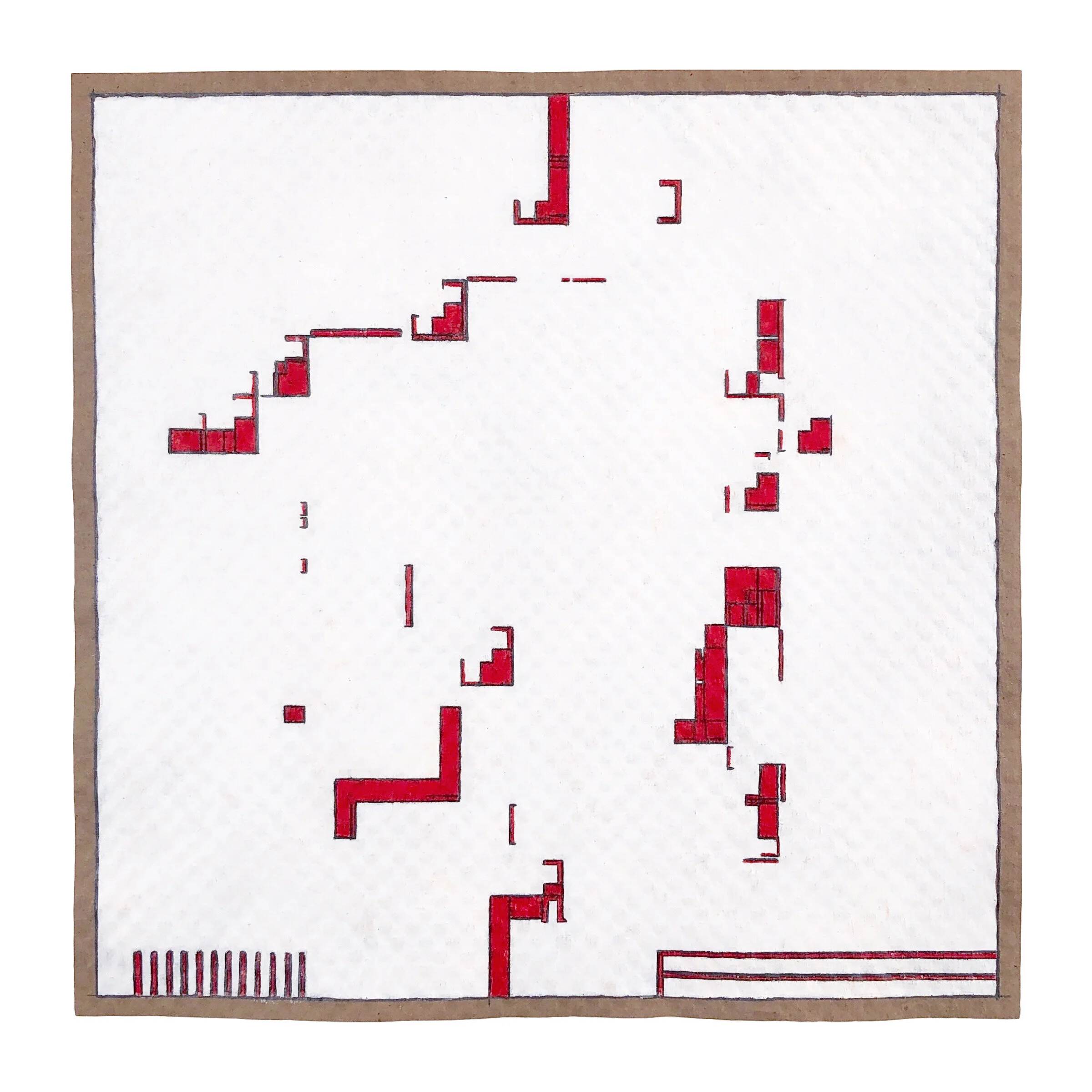    Still Return (Open Channels) 3  , 2021  10 x 10 inches  Acrylic, marker, graphite on gessoed packing paper 