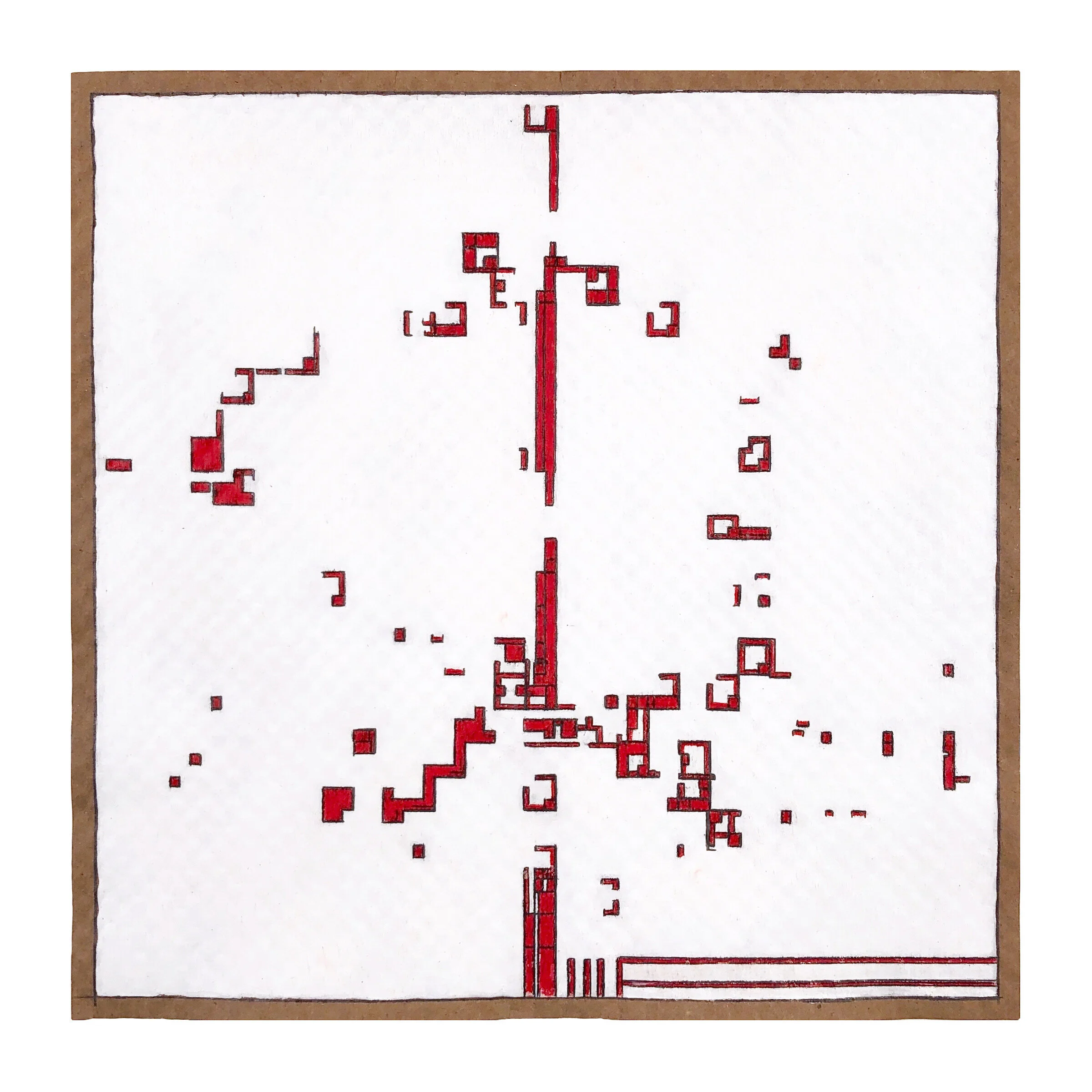    Still Return (Open Channels) 5  , 2021  10 x 10 inches  Acrylic, marker, graphite on gessoed packing paper 