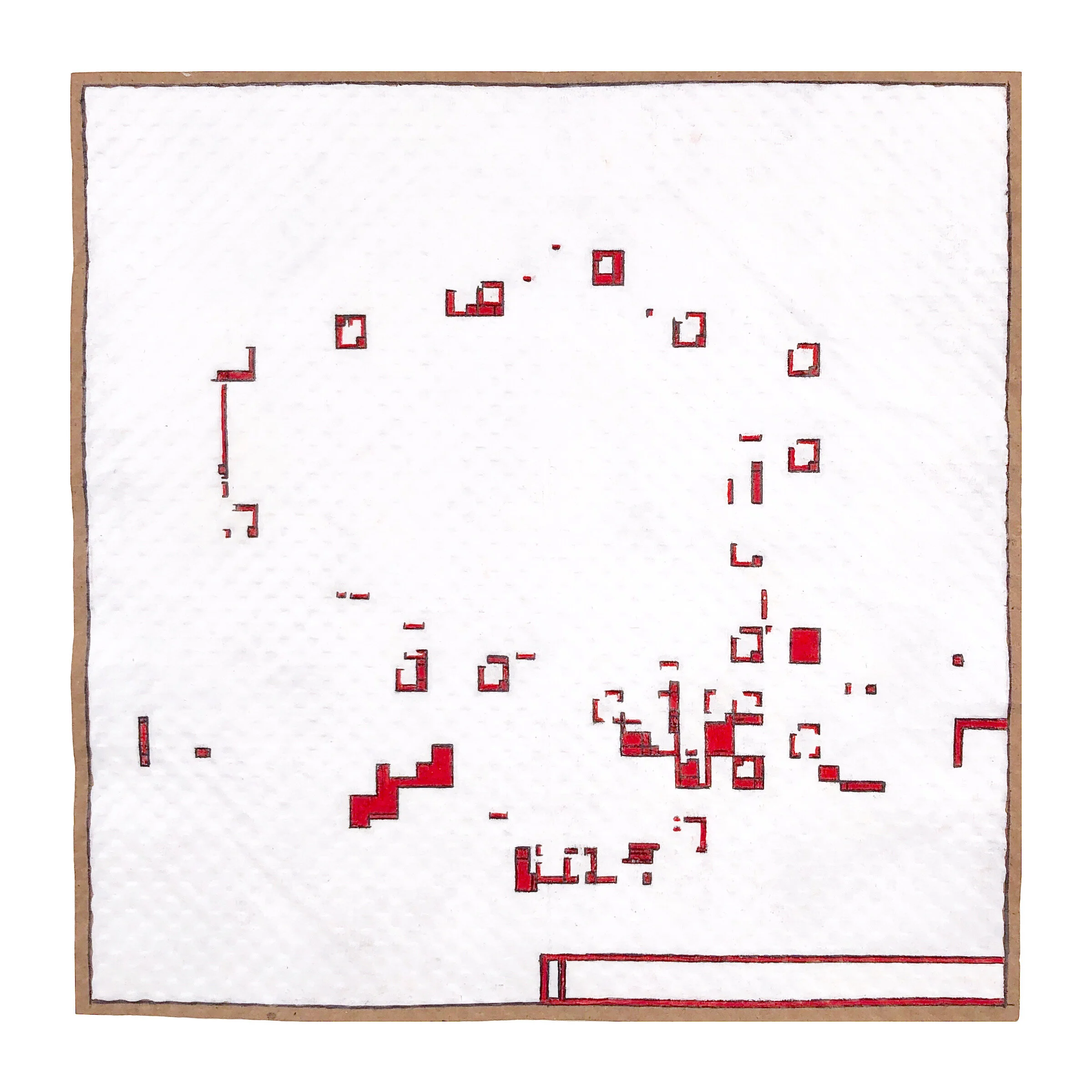    Still Return (Open Channels) 4  , 2021  10 x 10 inches  Acrylic, marker, graphite on gessoed packing paper 