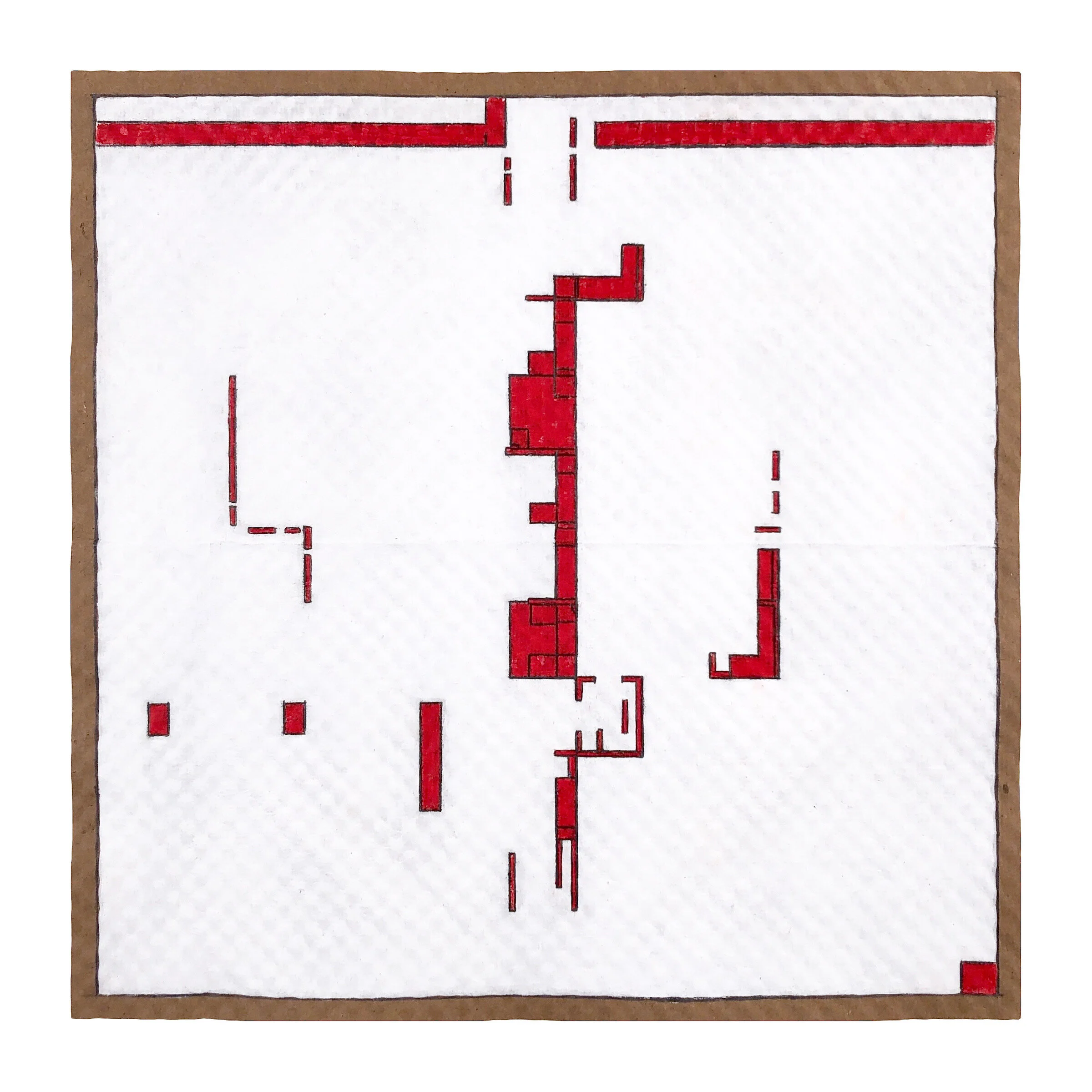    Still Return (Open Channels) 1  , 2021  10 x 10 inches  Acrylic, marker, graphite on gessoed packing paper 