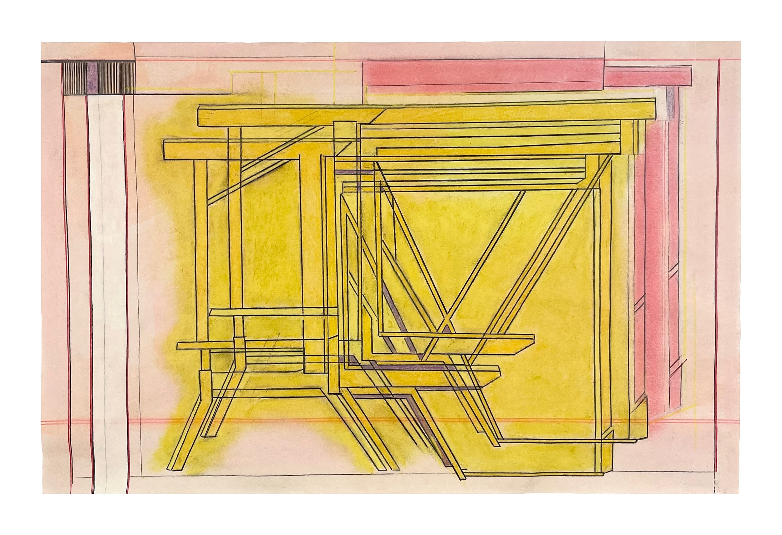 Horizontal Void (Avoid 4) , 2023 Gouache, acrylic, colored pencil, graphite, carbon transfer on paper 8.5 x 12.5 inches