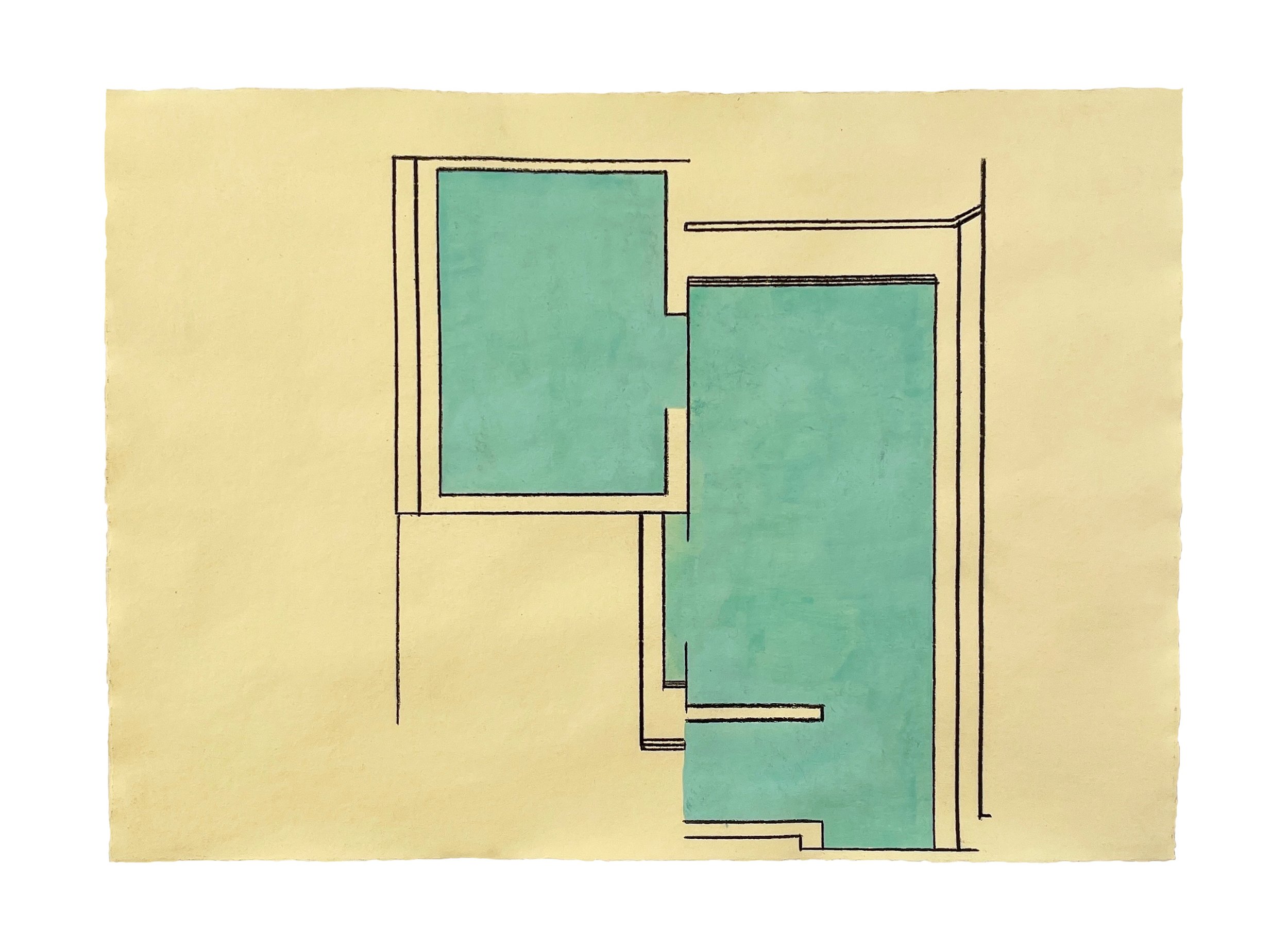 Green Plan 11 , 2024 Gouache, colored pencil on acrylic-painted paper 7.25 x 10.5 inches