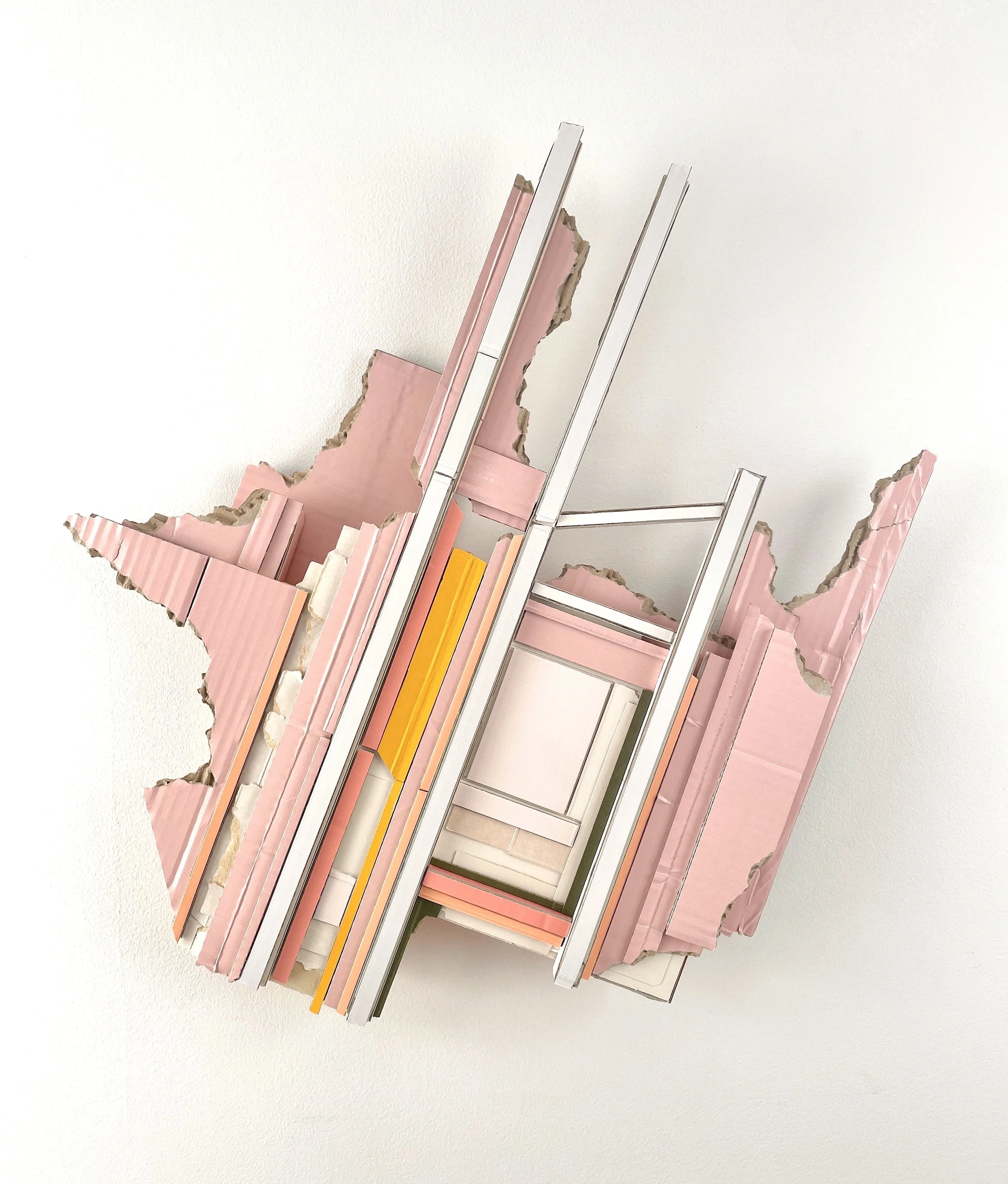 Sistered-Joist 1 , 2025 Found (unpainted) cardboard, foamcore 20 × 19.75 × 2.5 inches