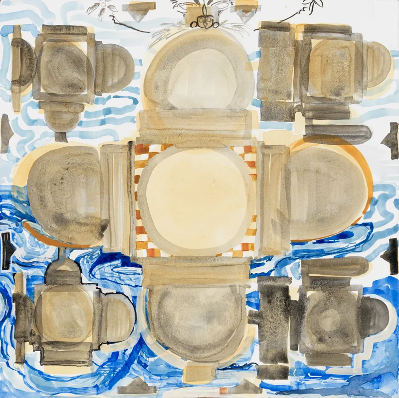   Ani 1, 2014, watercolor and gouache on paper, 11.75 x 11.75 inches.    Photo: Tom Van Eynde  