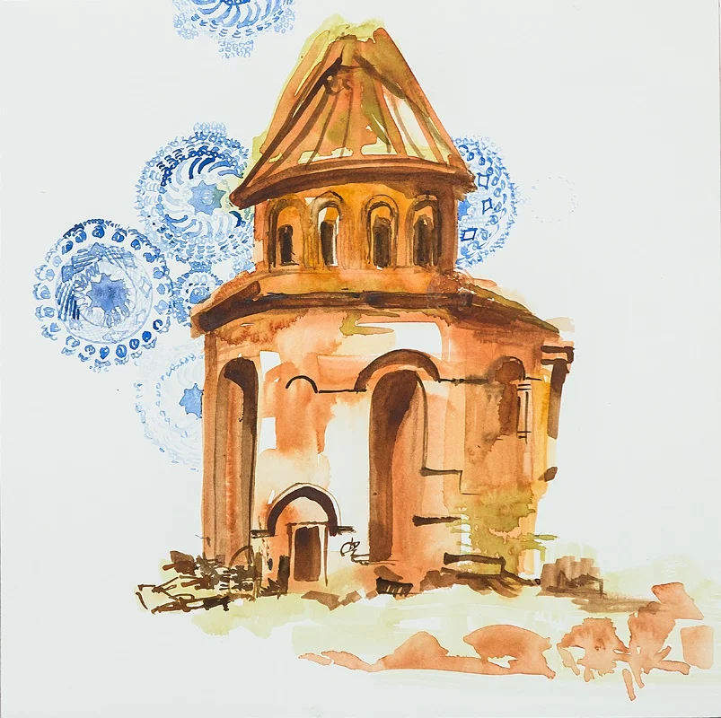   Ani Lace, 2014, watercolor and gouache on paper, 11.75 x 11.75 inches.    Photo: Bryan Lamb  