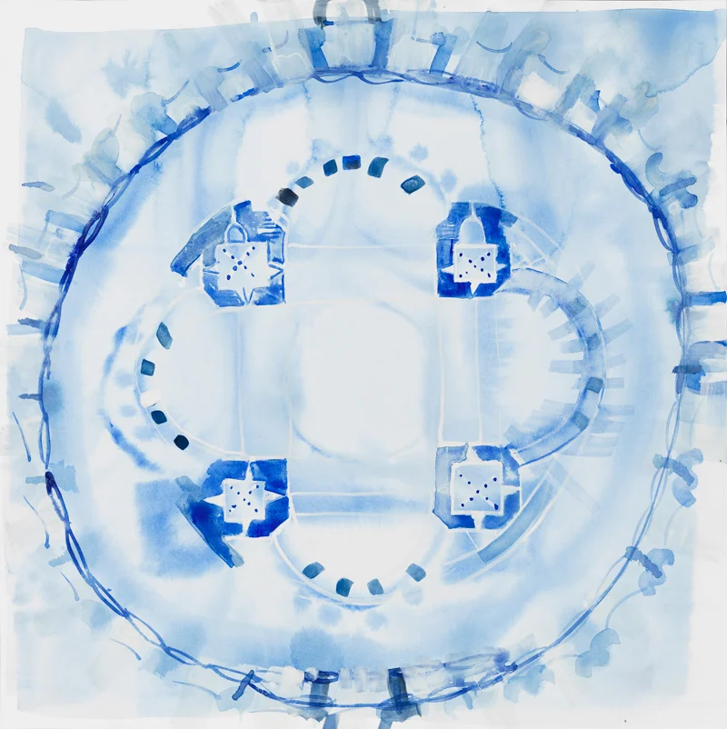   Bana, 2014, watercolor and gouache on paper, 11.75 x 11.75 inches.    Photo: Tom Van Eynde  