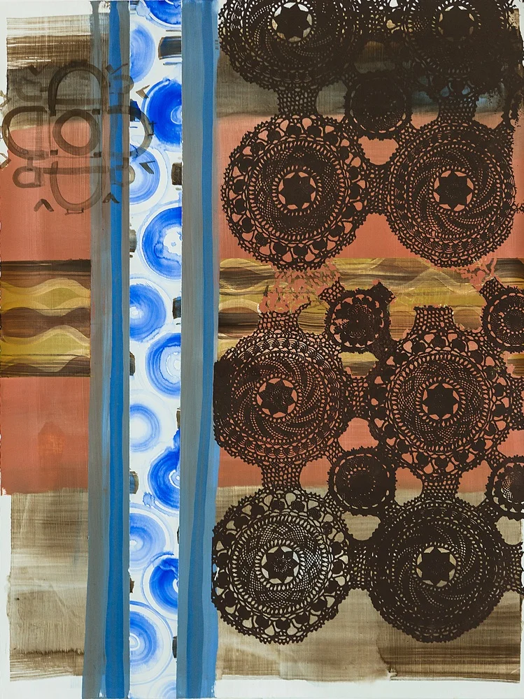   Cross Lace 2, 2014, acrylic on paper, 30 x 21.5&nbsp;inches.    Photo: Bryan Lamb    