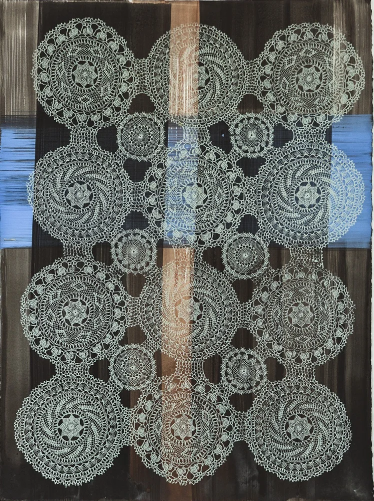  Cross Lace 5,  2014, acrylic and ink on paper, 30 x 21.5&nbsp;inches.    Photo: Bryan Lamb  