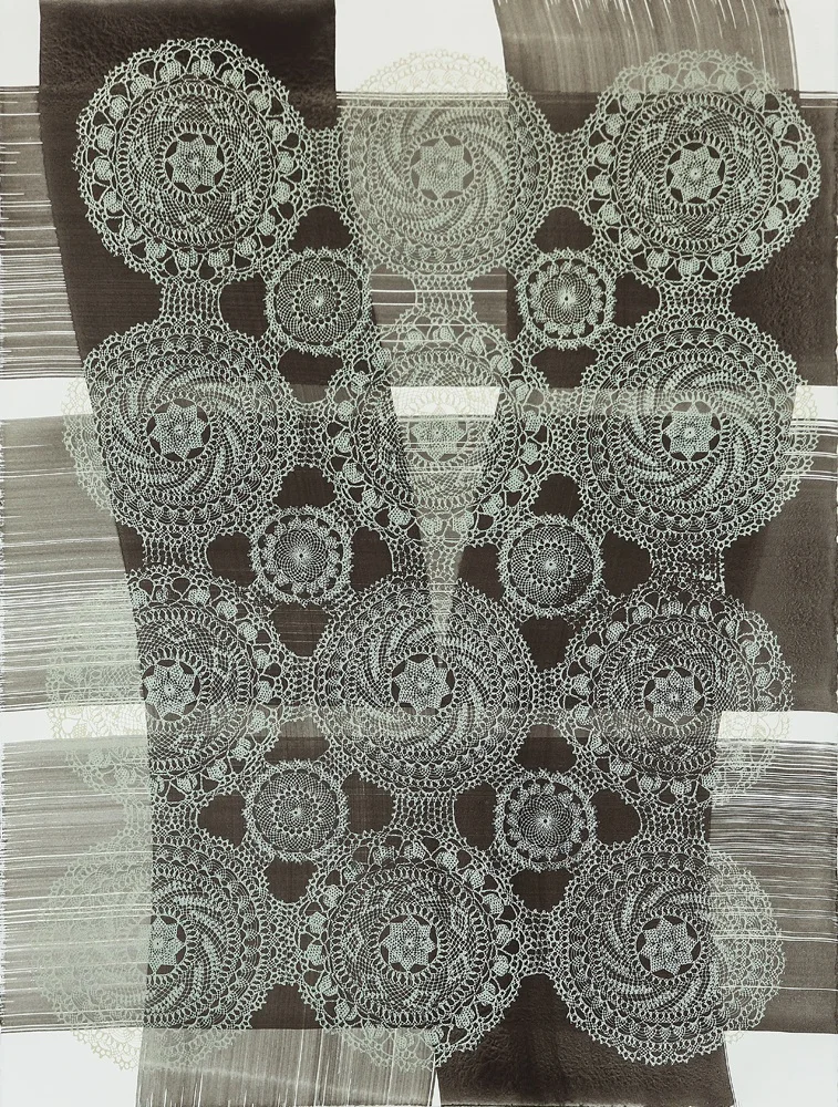  Cross Lace 6, 2014, acrylic and ink on paper, 30 x 21.5&nbsp;inches.    Photo: Bryan Lamb  
