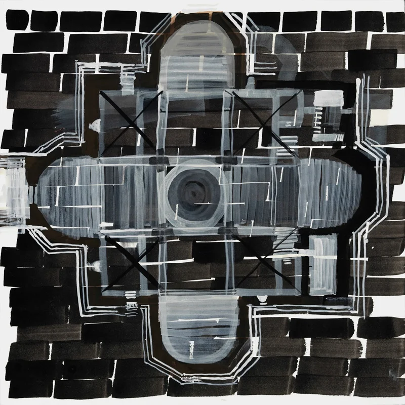   Ejmiatsin,   2014, watercolor and gouache on paper, 11.75 x 11.75 inches.    Photo: Tom Van Eynde  