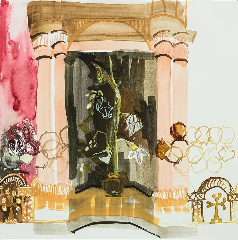   Tree of Life 1, 2014, watercolor and gouache on paper, 11.75 x 11.75 inches.    Photo:&nbsp; Bryan Lamb  