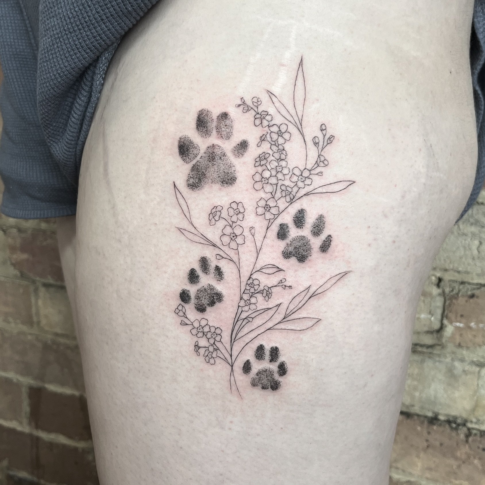 Thanks for trusting me with your precious paws Bea 🥰
&bull;
&bull;
&bull;
&bull;
&bull;
&bull;
#pawtattoo #pettattoo #floraltattoos #finelinetattoos #jochastney #bournemouthtattoo