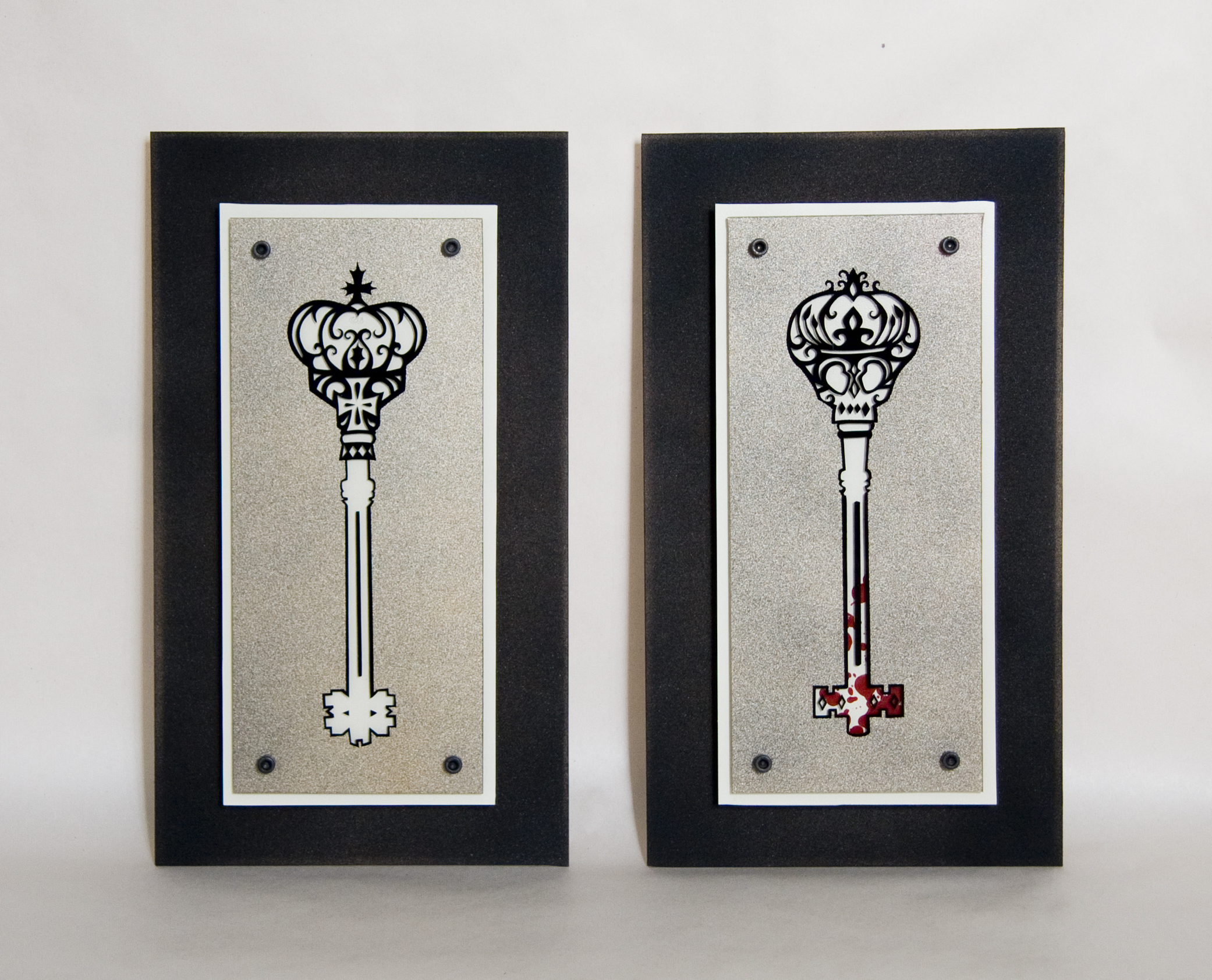 "The Conception of Deceit" mixed media set on Plexiglas 9" x 15" 9" x 15" available