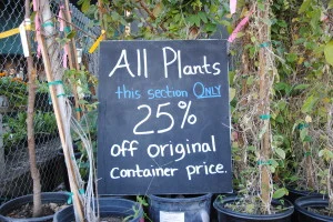Look for our new markdown section by the parking lot.