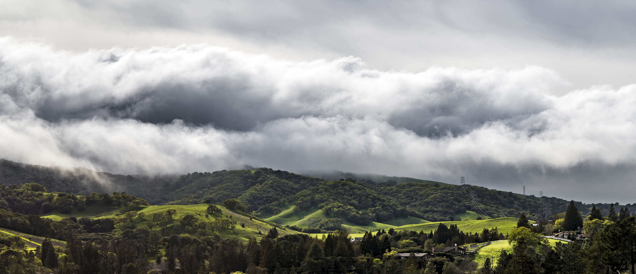 Tumultuous clouds flow over the hills of Briones Regional Park as a large storm approaches the East Bay