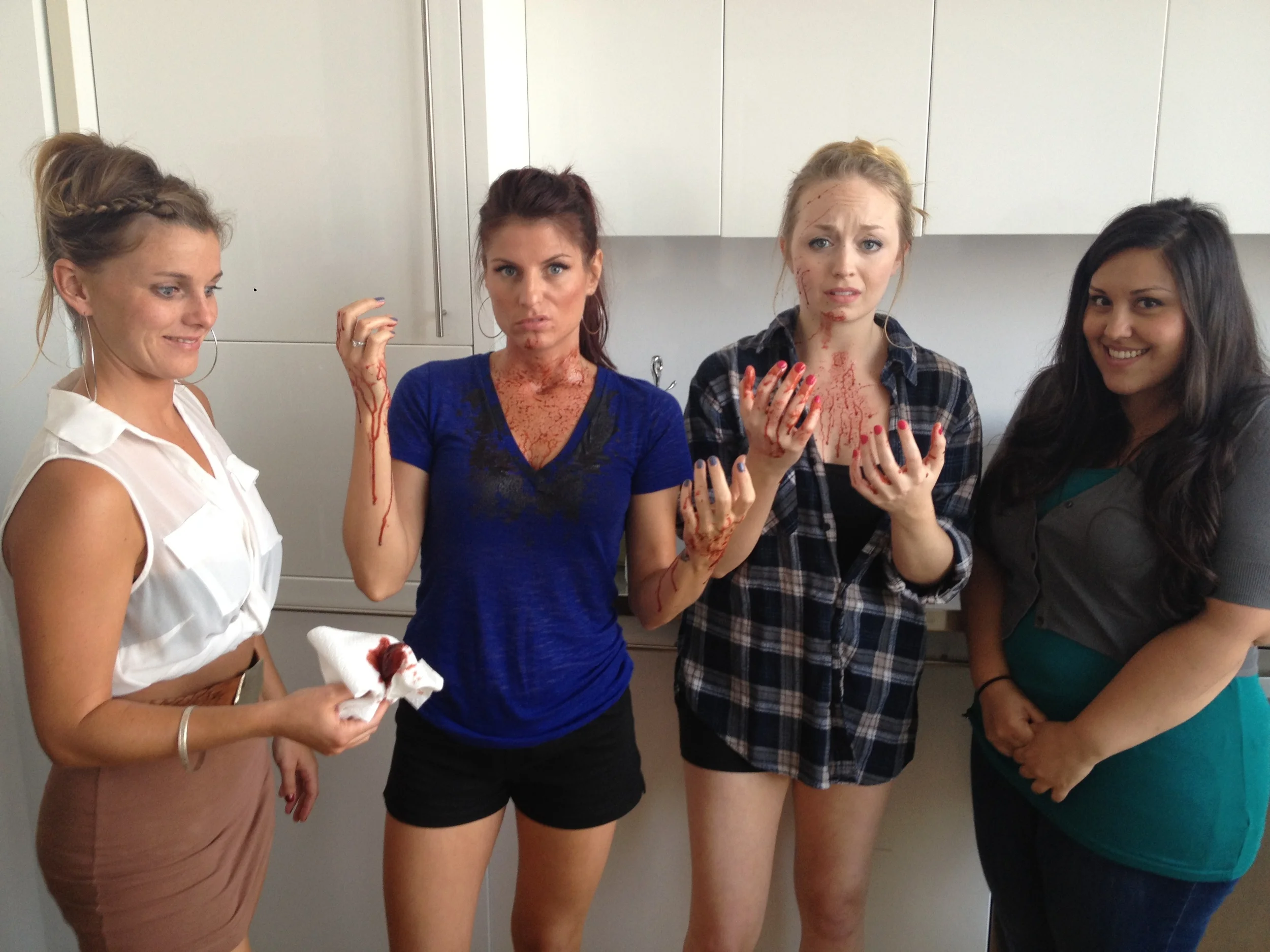 On set with the ladies of Very Bad Friends - New York, NY