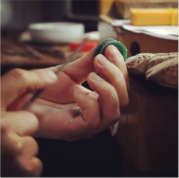 Miwha Oh working on a ring in her studio in Seoul