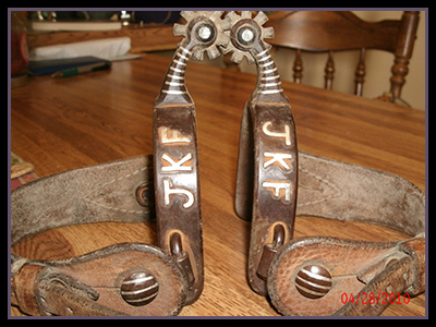  Arena spurs, initials in Sterling Silver. Made for Jaclyn Ferguson 