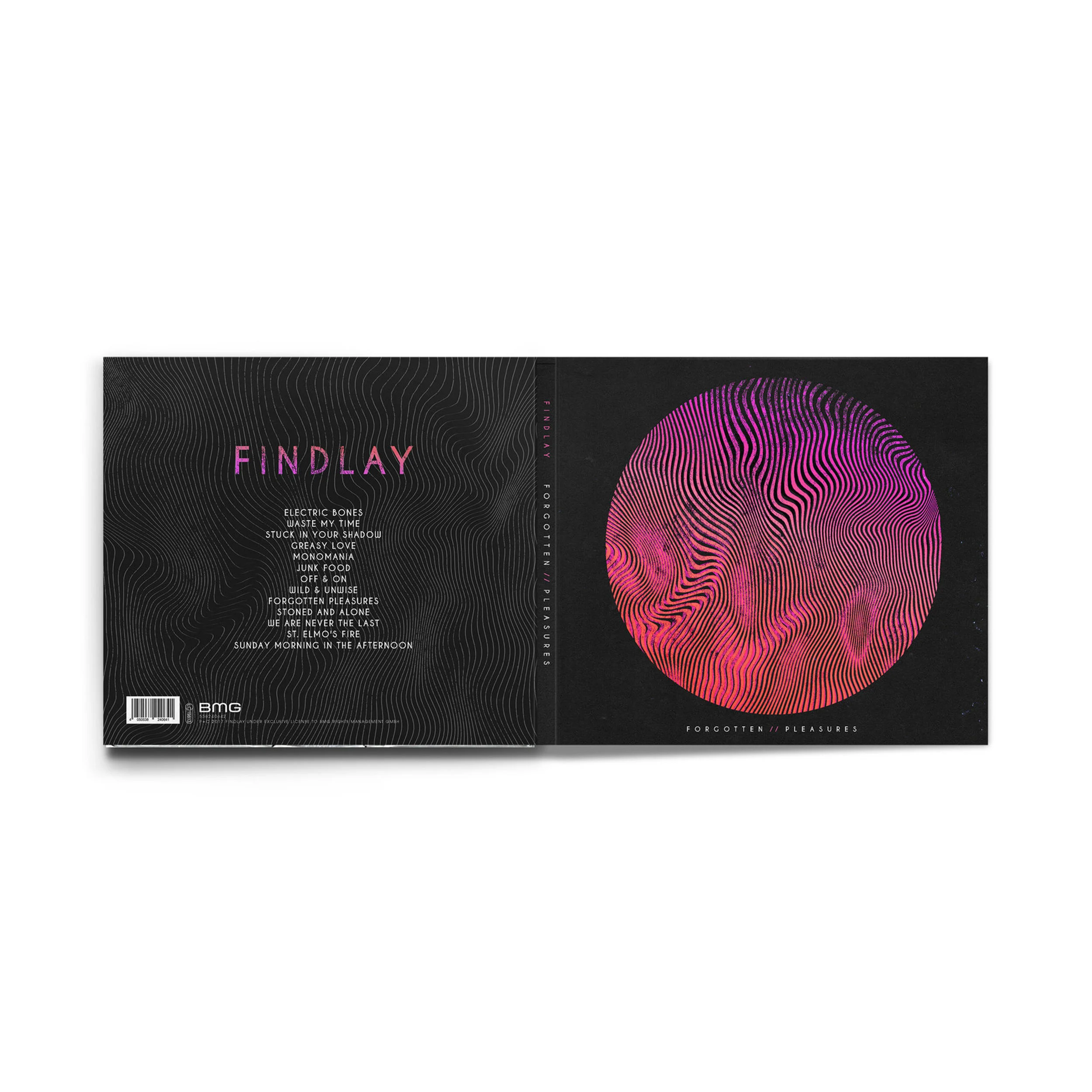 FINDLAY (Manchester, UK) - Album artwork and packing for Findlay’s debut LP, FORGOTTEN PLEASURES. Released on 12’ vinyl and CD (BMG/The End Records)