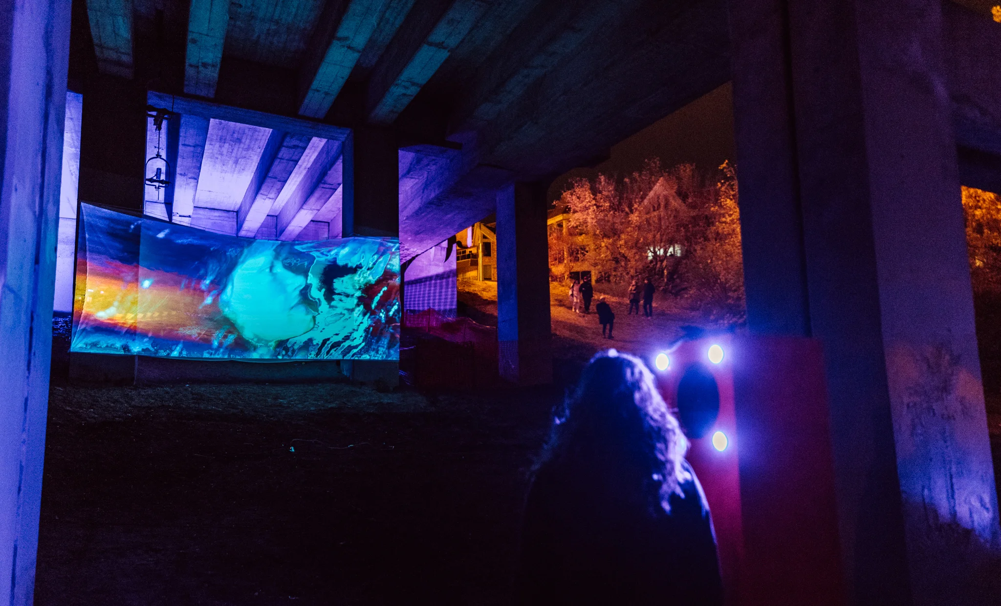 Viewers interacting with SEMBLANCE by Stephanie Kuse, part of Nuit Blanche 2018. Photos by Brandon white (www.northern-lightning.com)
